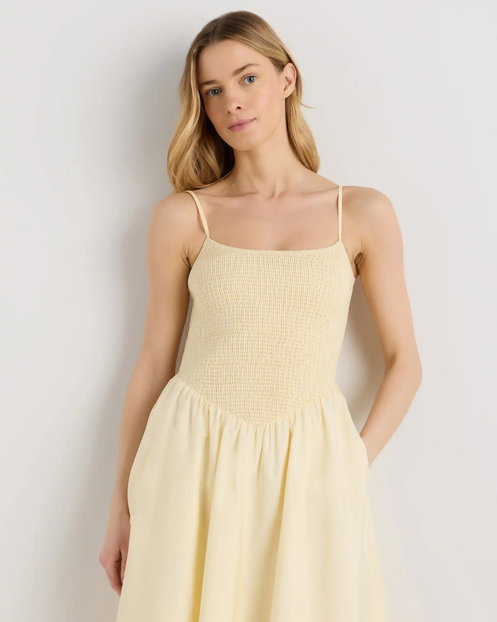 100% Organic Cotton Poplin Drop Waist Midi Dress