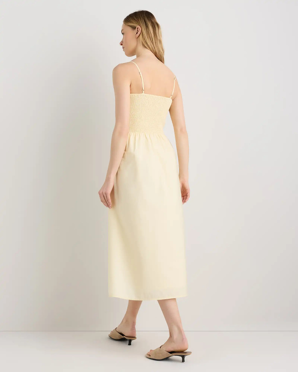 100% Organic Cotton Poplin Drop Waist Midi Dress