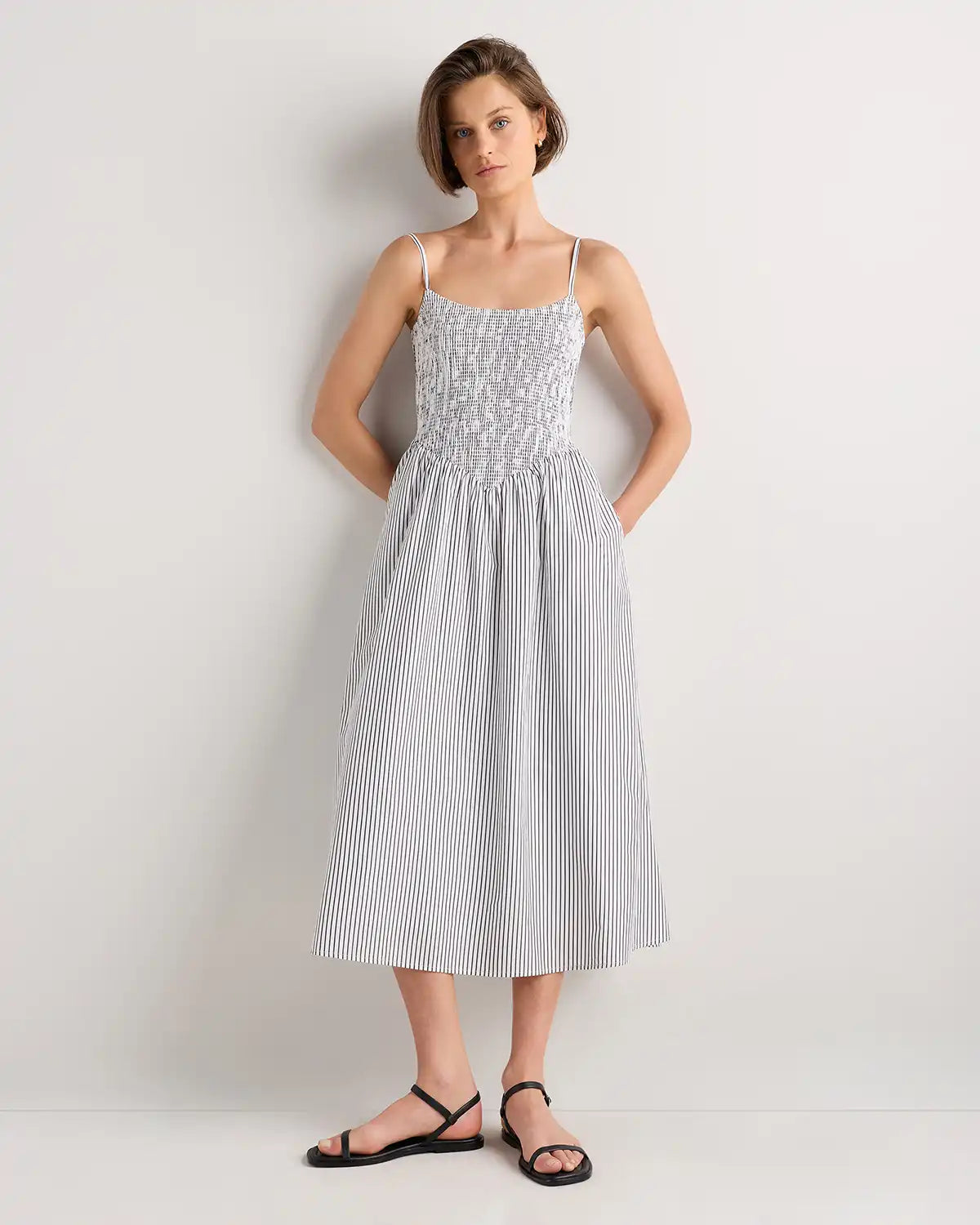 100% Organic Cotton Poplin Drop Waist Midi Dress