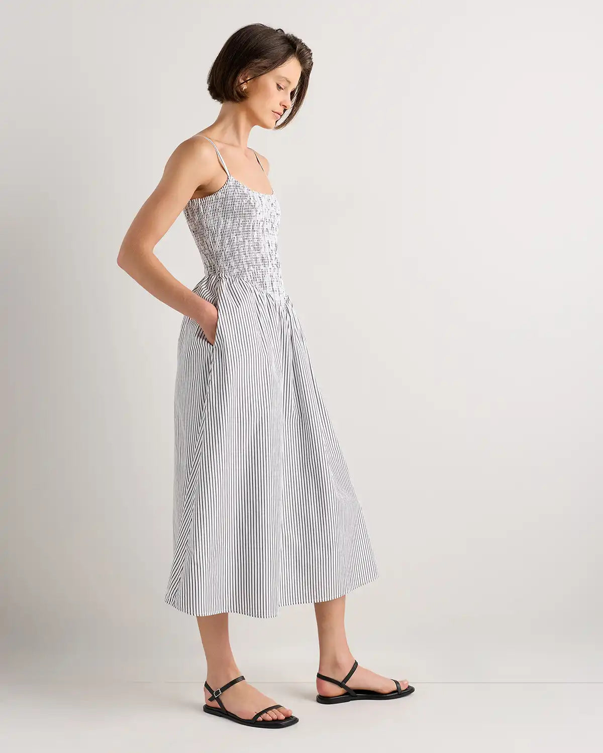100% Organic Cotton Poplin Drop Waist Midi Dress