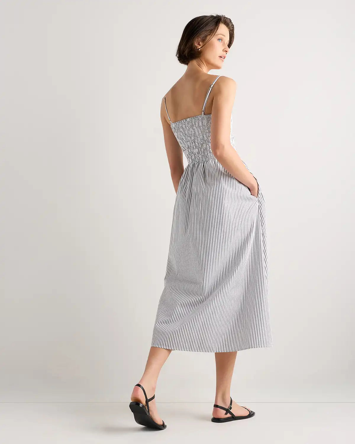 100% Organic Cotton Poplin Drop Waist Midi Dress