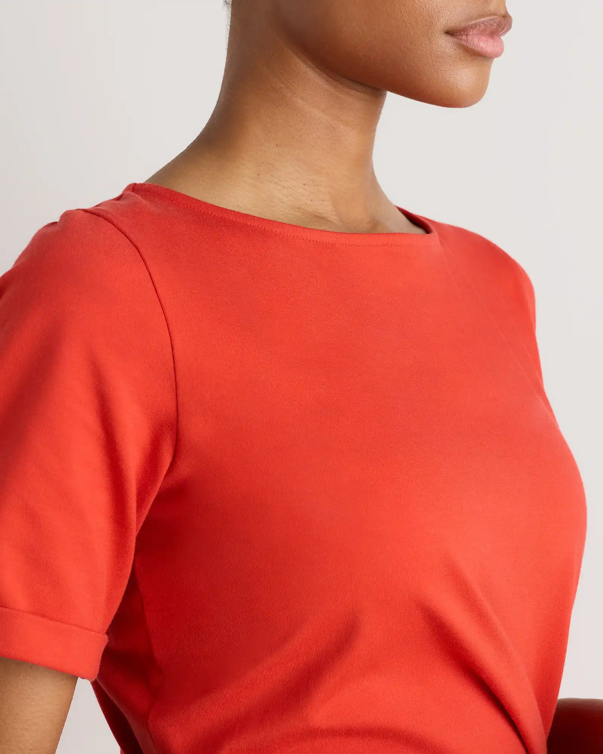 Stretch Cotton Jersey Side Tie Midi Dress