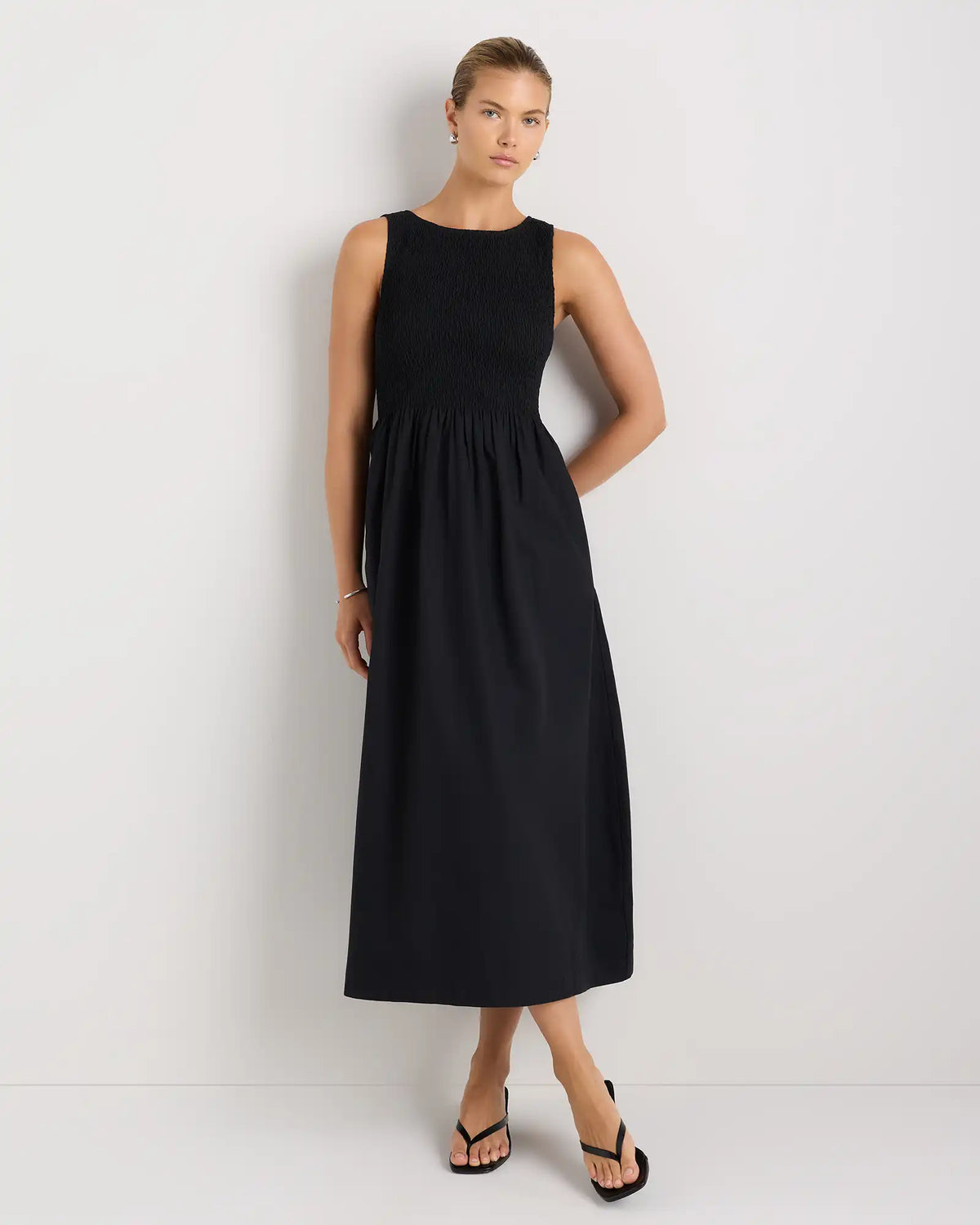 100% Organic Cotton Poplin Boatneck Maxi Dress