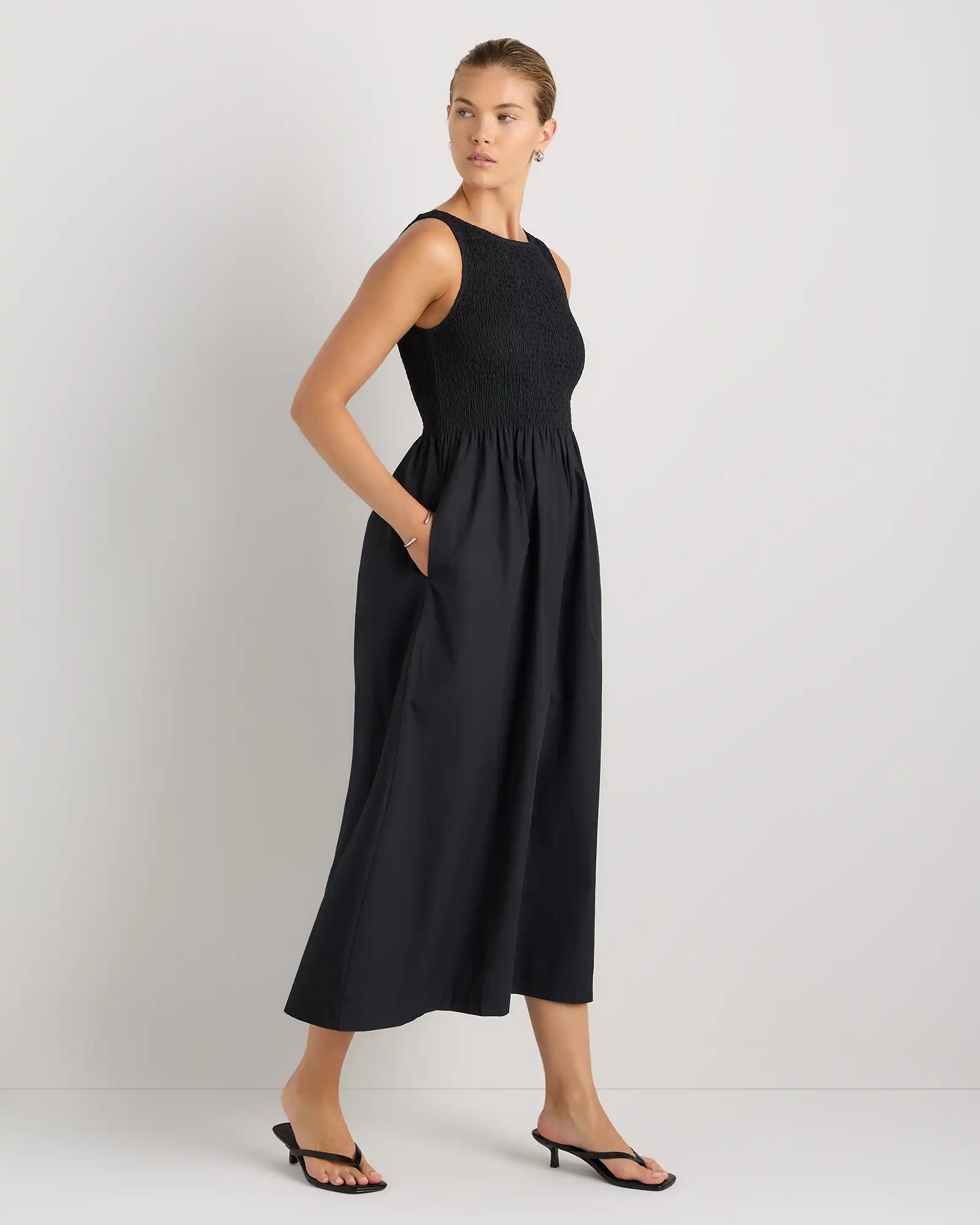100% Organic Cotton Poplin Boatneck Maxi Dress