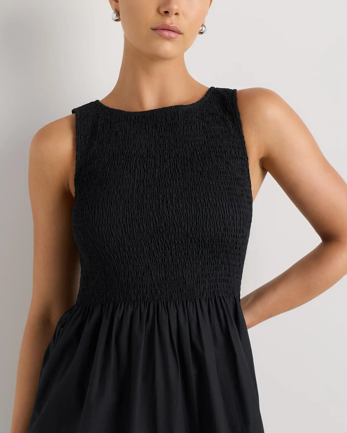 100% Organic Cotton Poplin Boatneck Maxi Dress