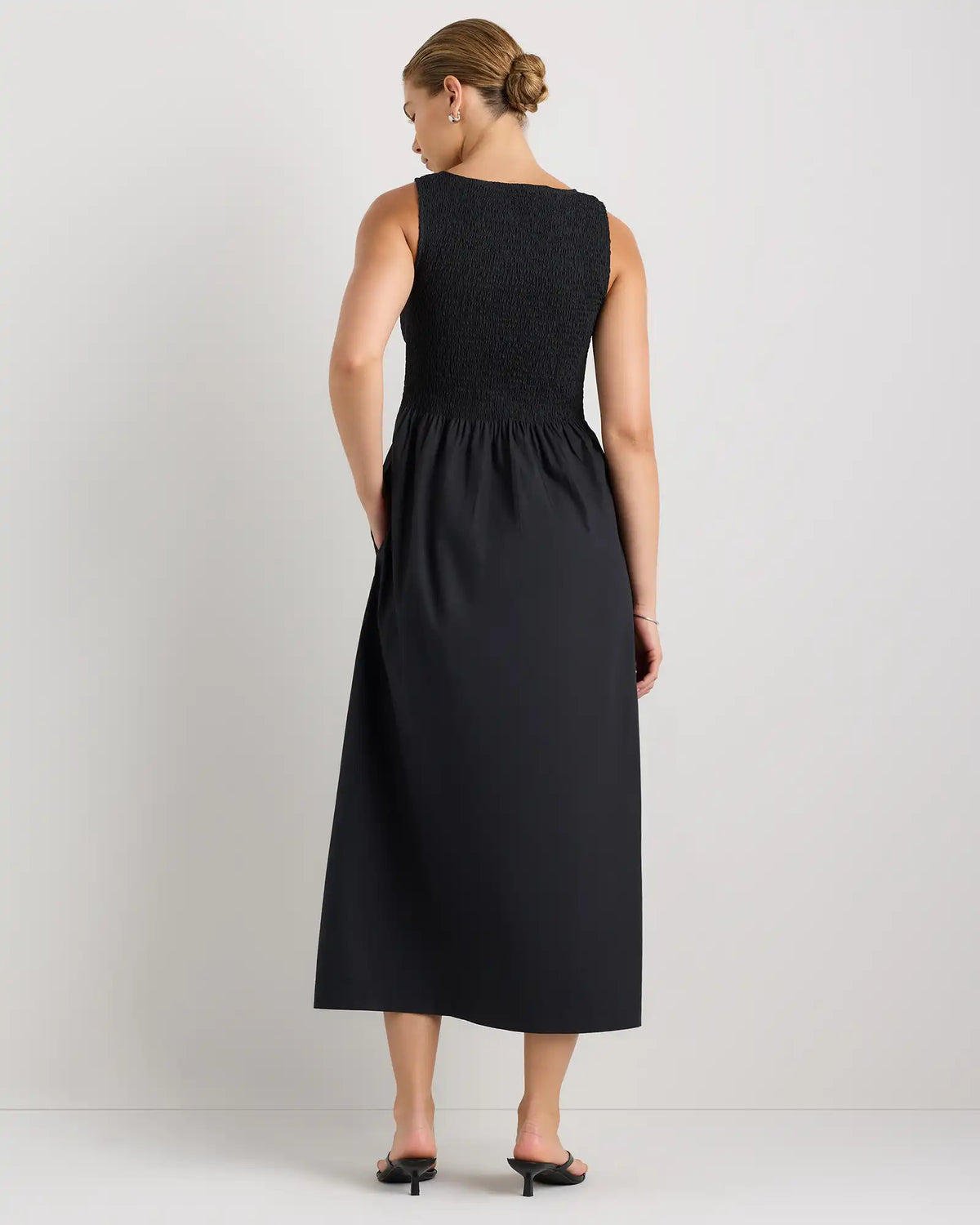 100% Organic Cotton Poplin Boatneck Maxi Dress