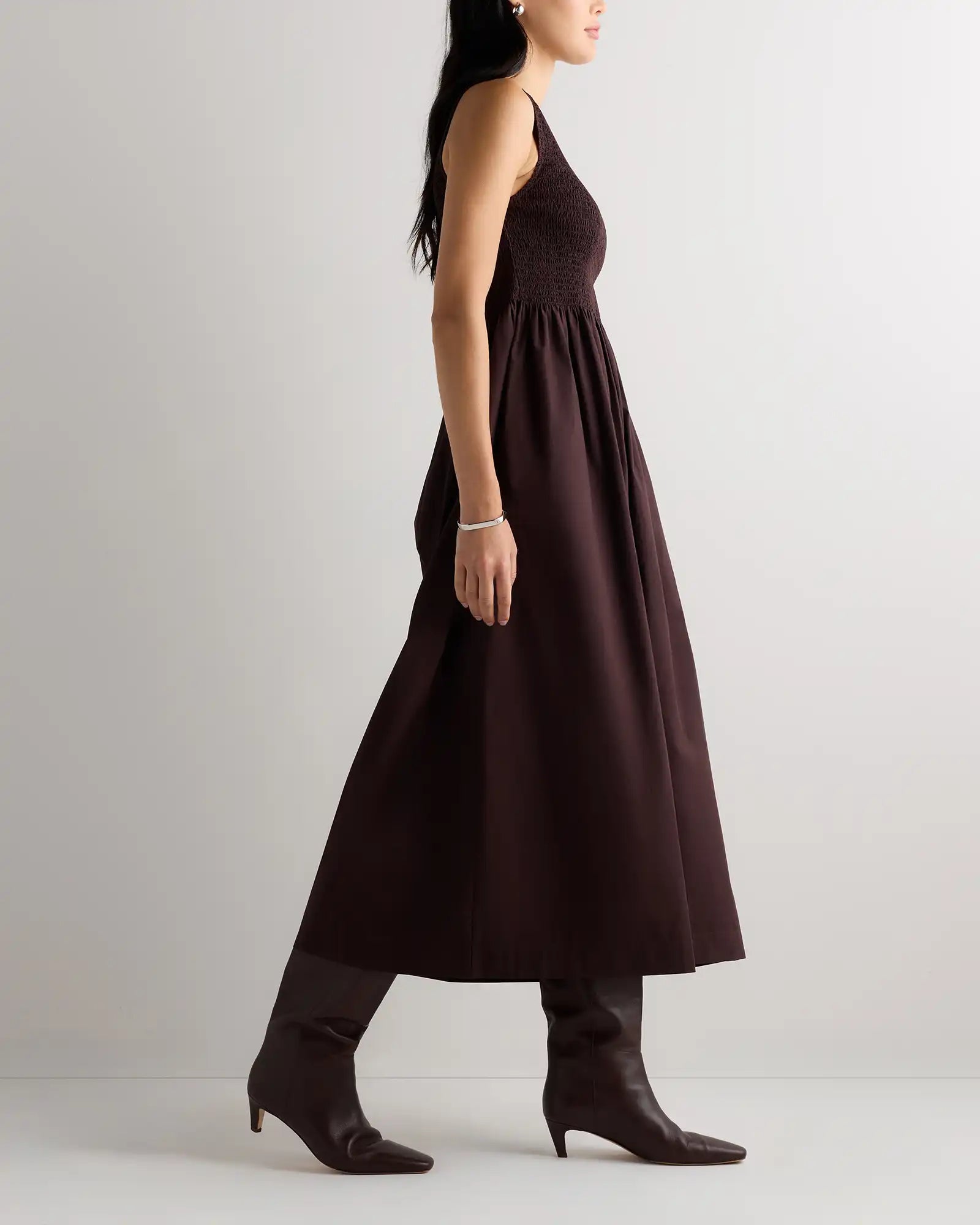100% Organic Cotton Poplin Boatneck Maxi Dress