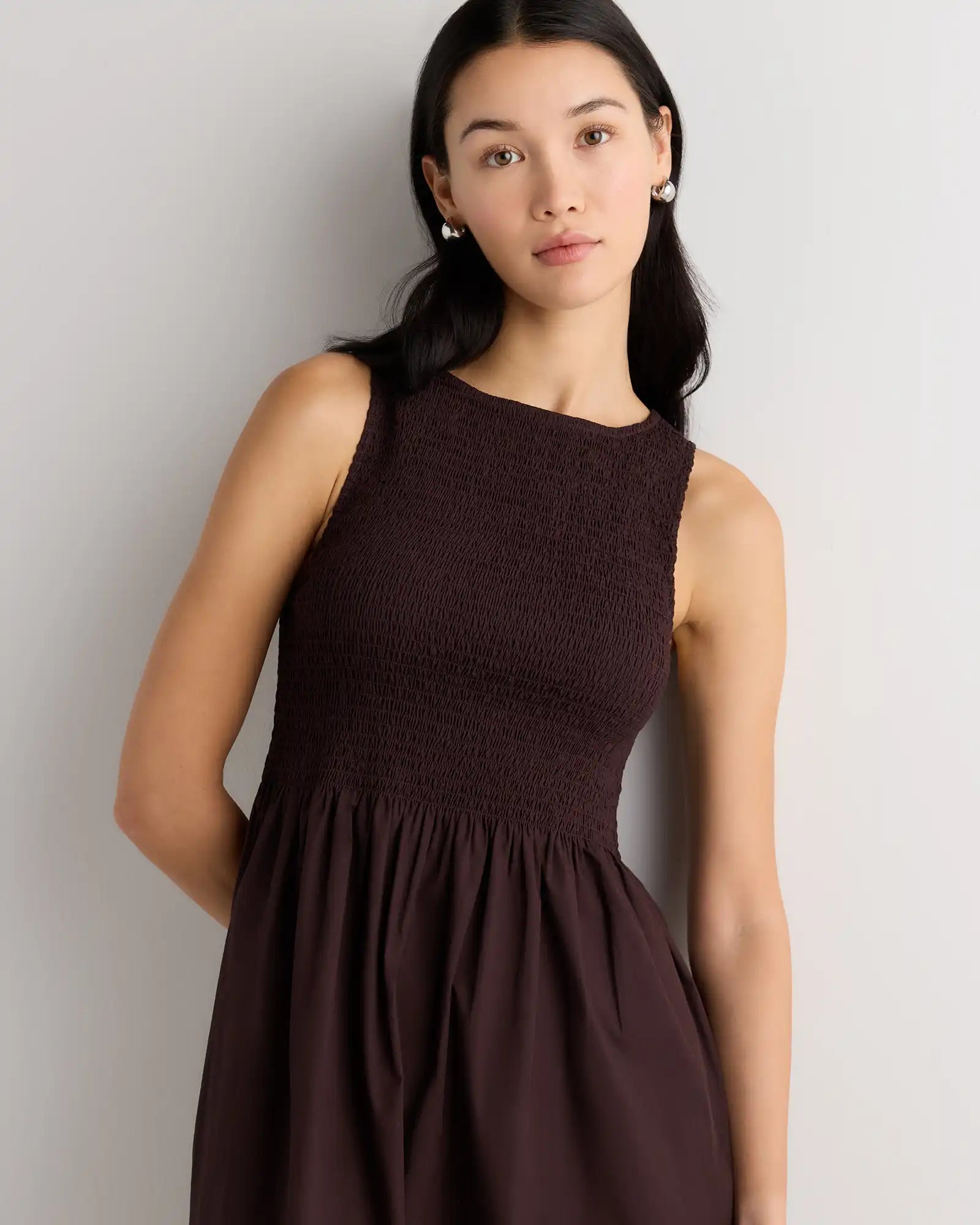 100% Organic Cotton Poplin Boatneck Maxi Dress