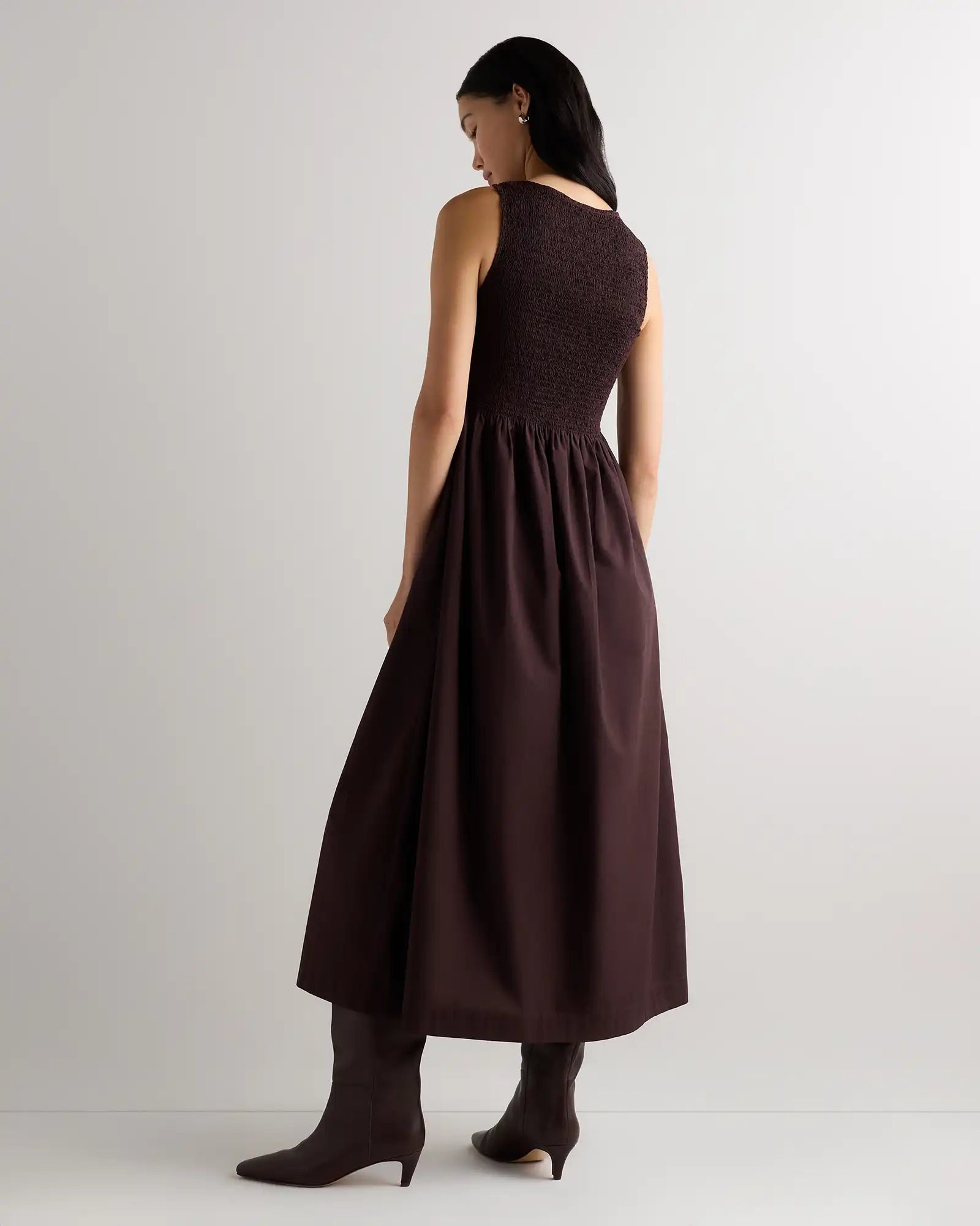 100% Organic Cotton Poplin Boatneck Maxi Dress