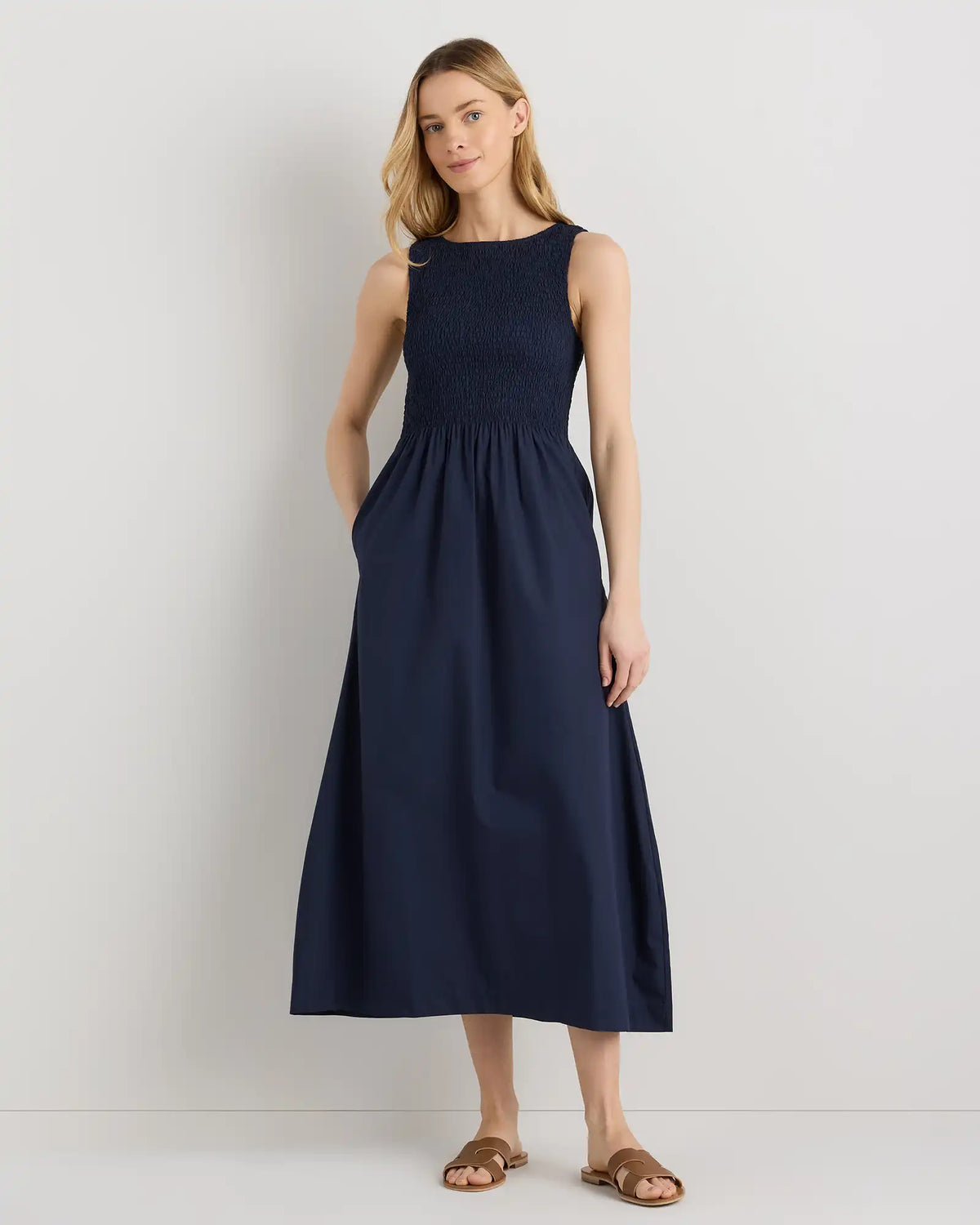 100% Organic Cotton Poplin Boatneck Maxi Dress