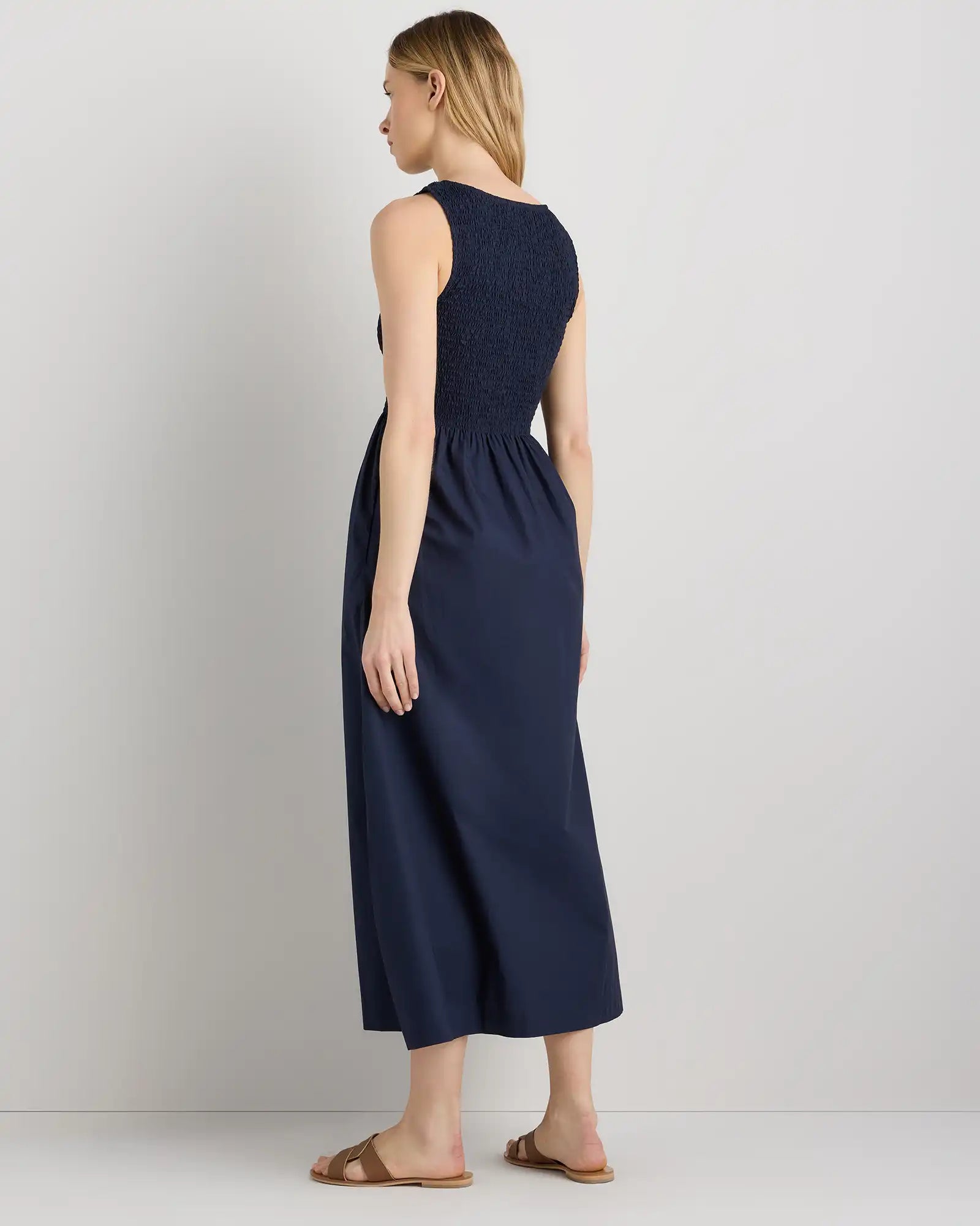 100% Organic Cotton Poplin Boatneck Maxi Dress