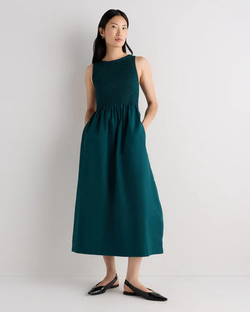 100% Organic Cotton Poplin Boatneck Maxi Dress