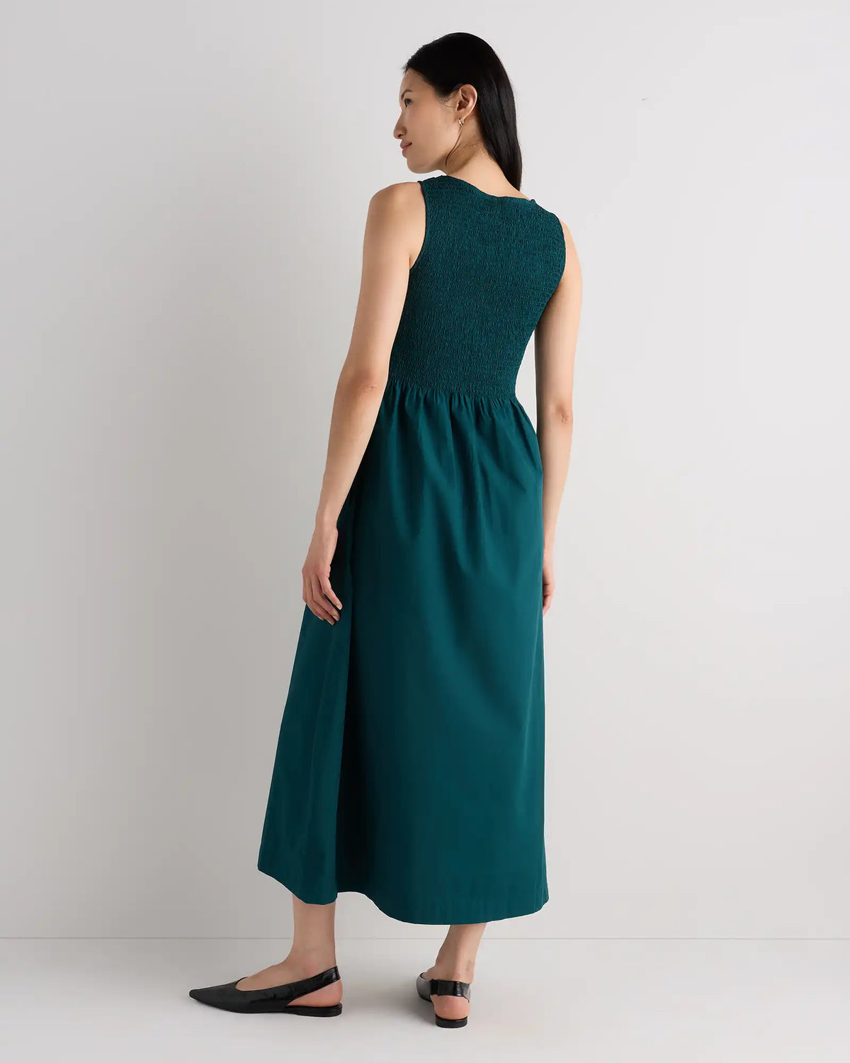 100% Organic Cotton Poplin Boatneck Maxi Dress