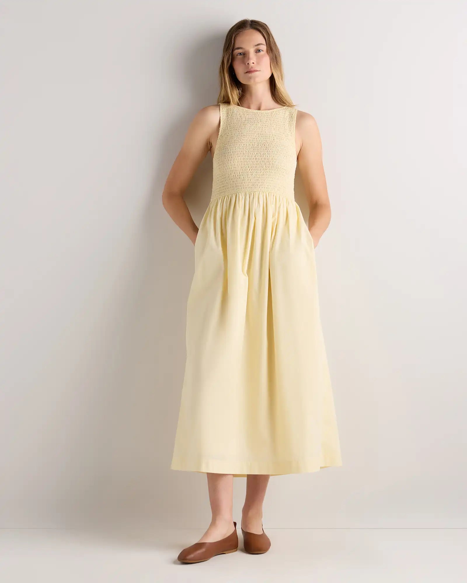 100% Organic Cotton Poplin Boatneck Maxi Dress