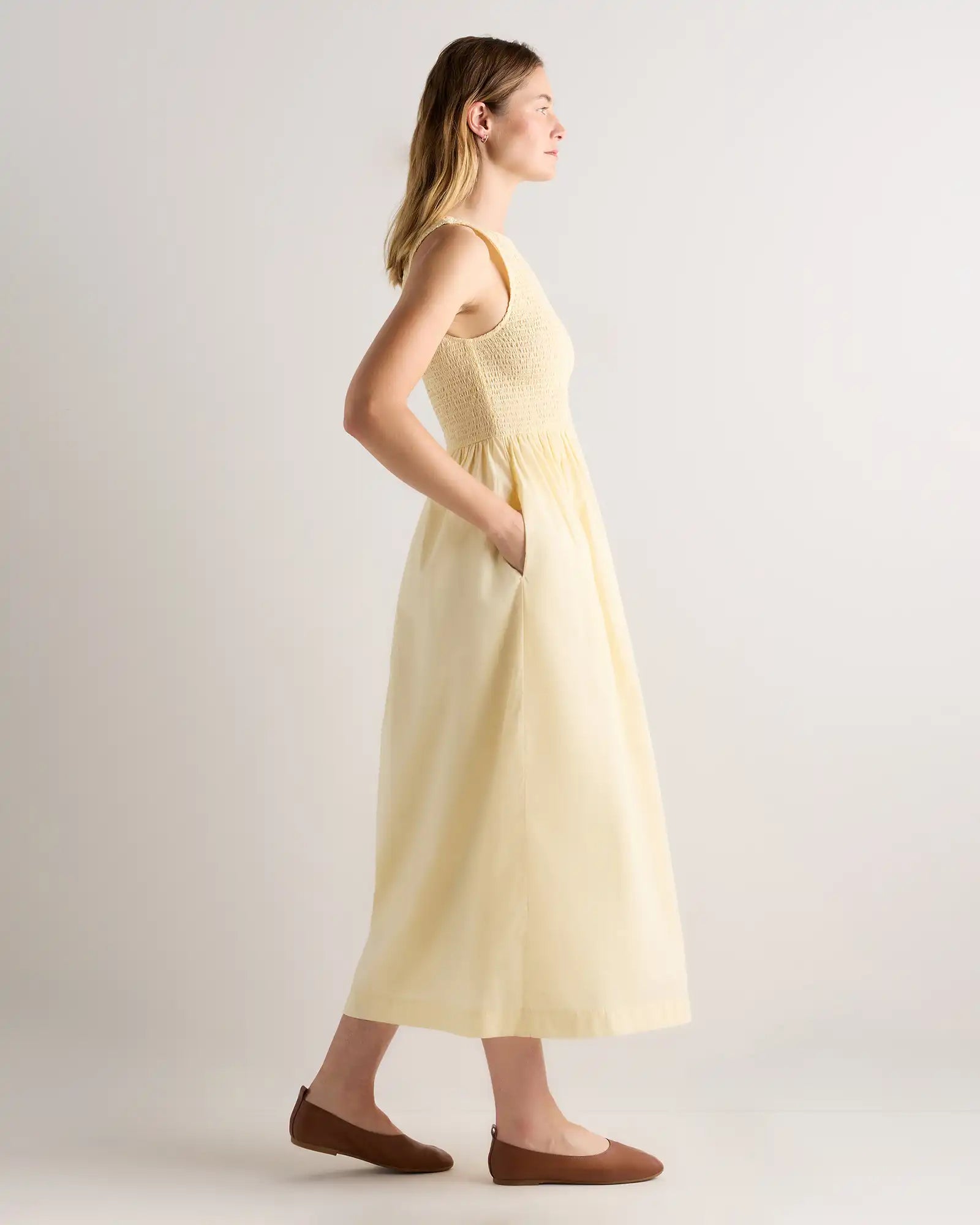 100% Organic Cotton Poplin Boatneck Maxi Dress
