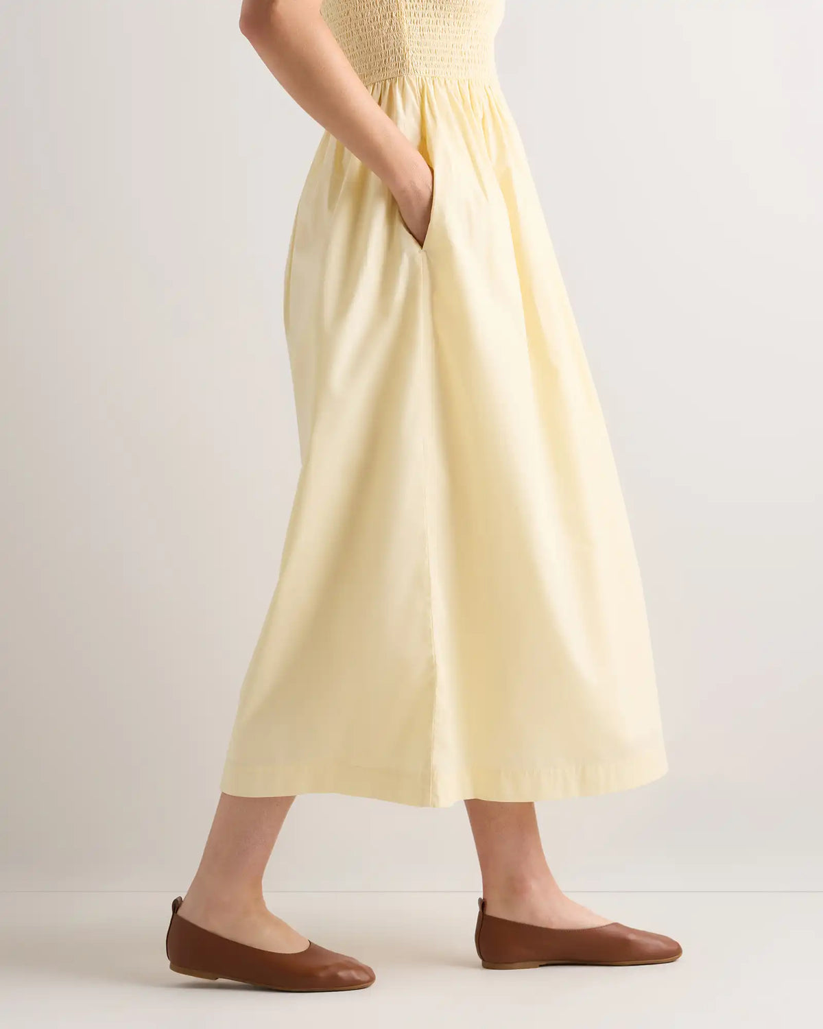 100% Organic Cotton Poplin Boatneck Maxi Dress