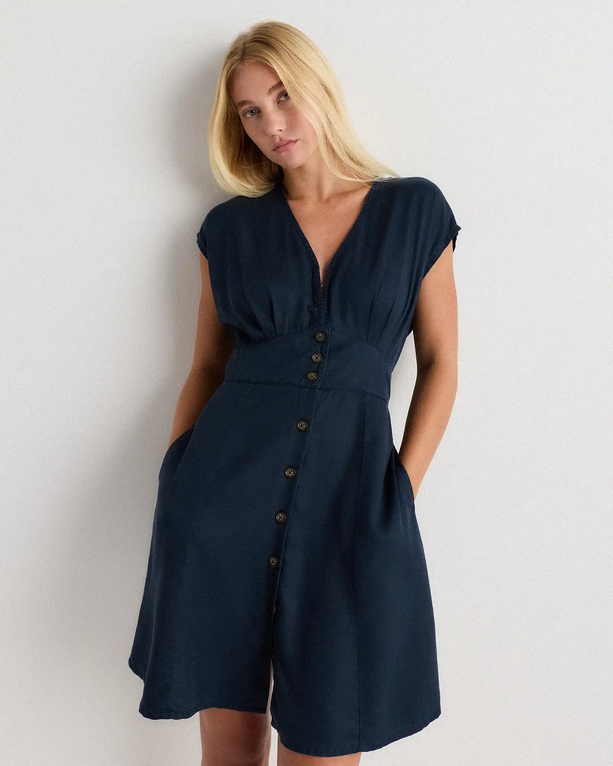 Vintage Wash Tencel Button Front Dress