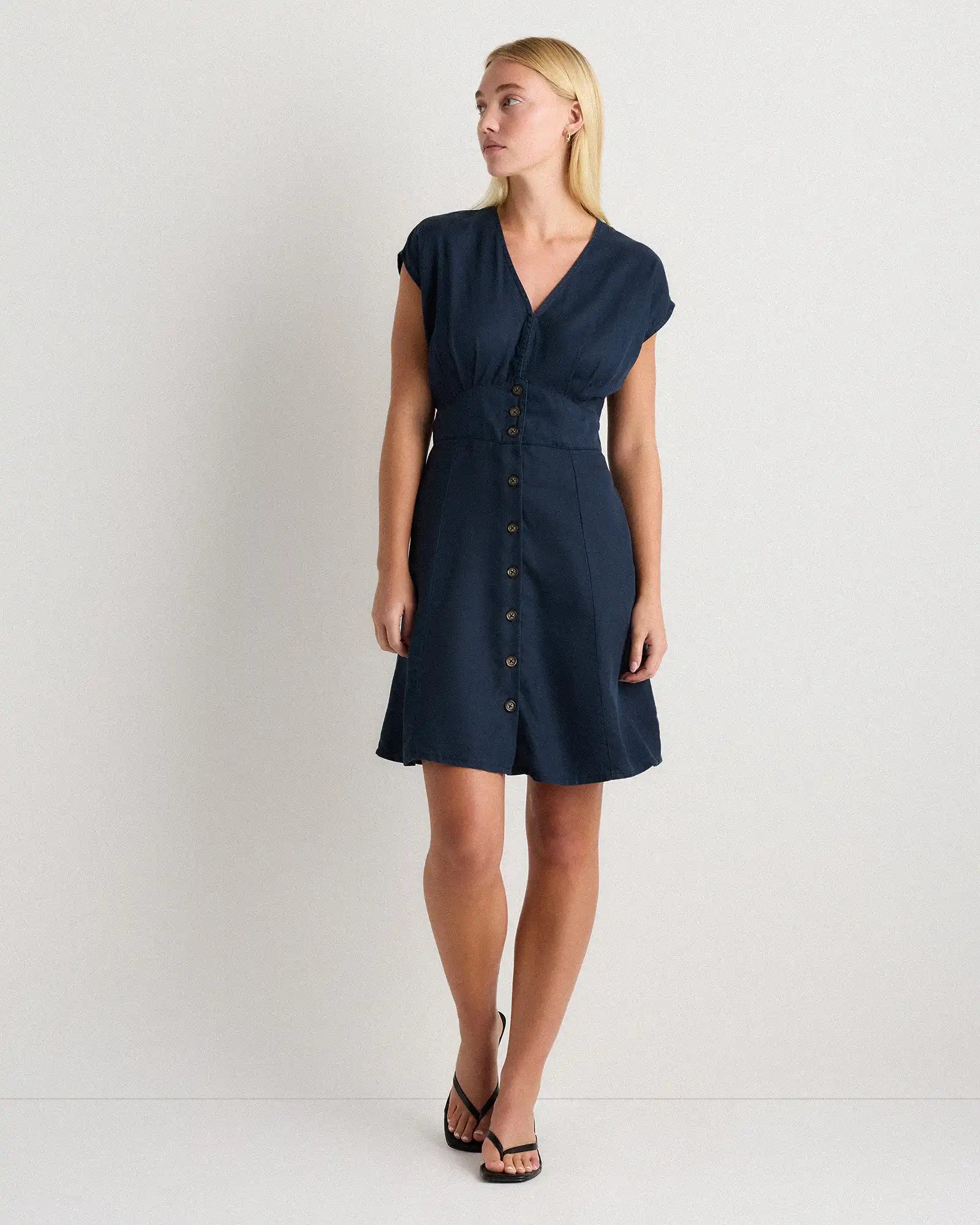 Vintage Wash Tencel Button Front Dress