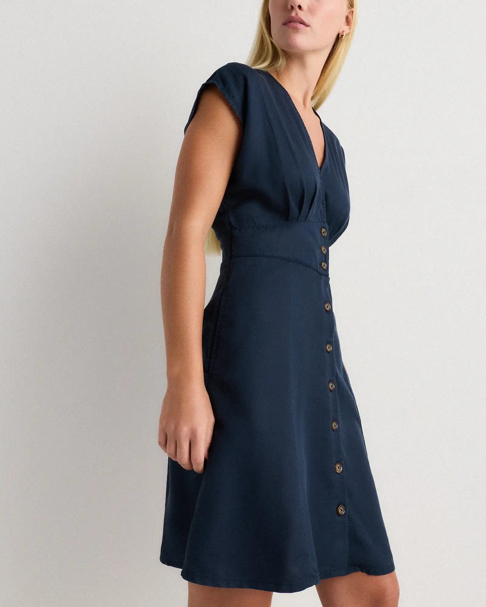 Vintage Wash Tencel Button Front Dress