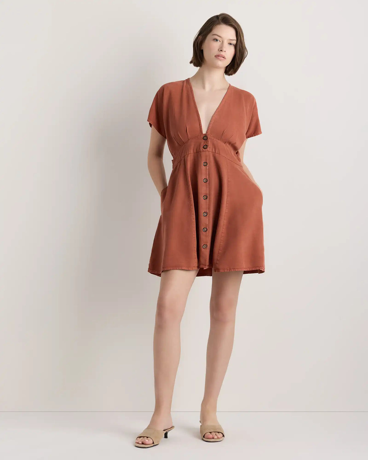 Vintage Wash Tencel Button Front Dress