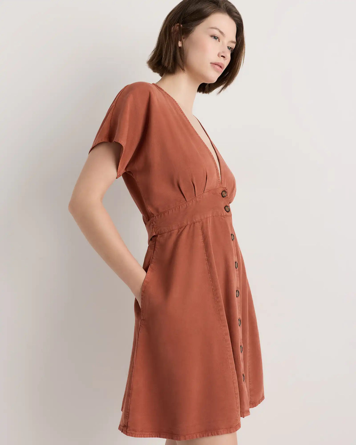 Vintage Wash Tencel Button Front Dress