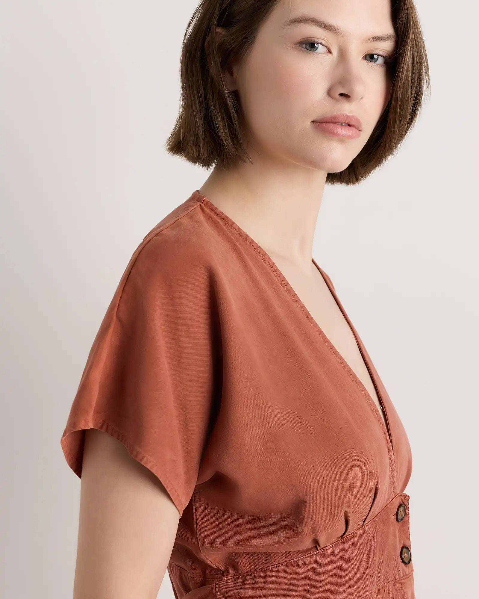 Vintage Wash Tencel Button Front Dress