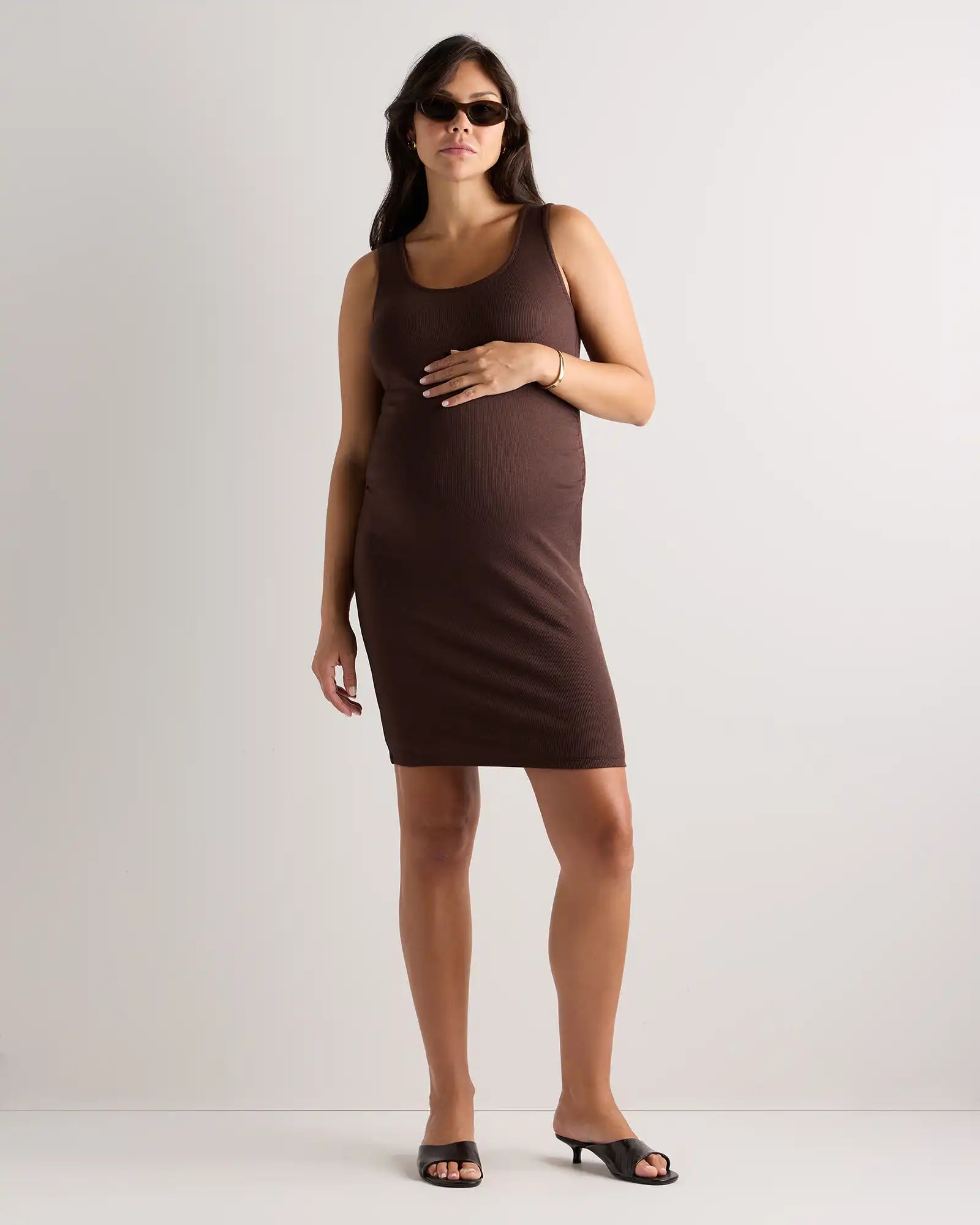 Bamboo Rib Maternity Sleeveless Mini Dress