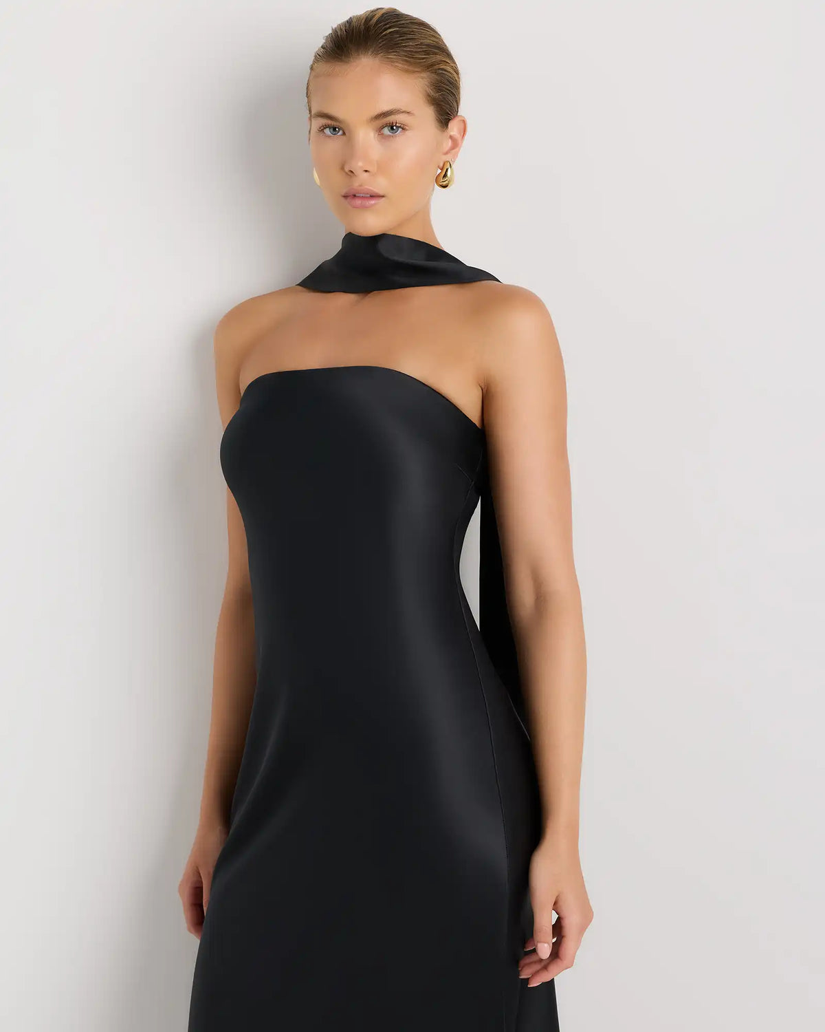 100% Washable Silk Strapless Scarf Maxi Dress