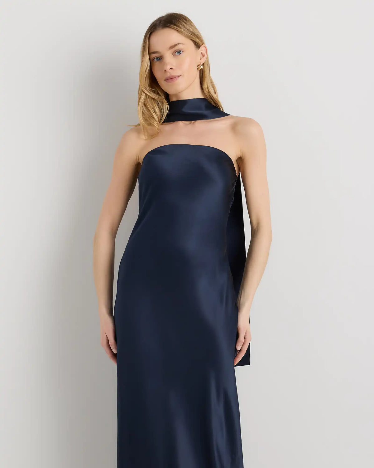 100% Washable Silk Strapless Scarf Maxi Dress
