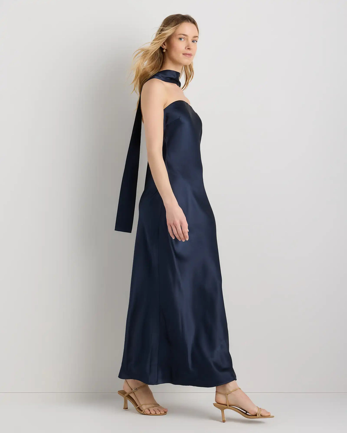 100% Washable Silk Strapless Scarf Maxi Dress