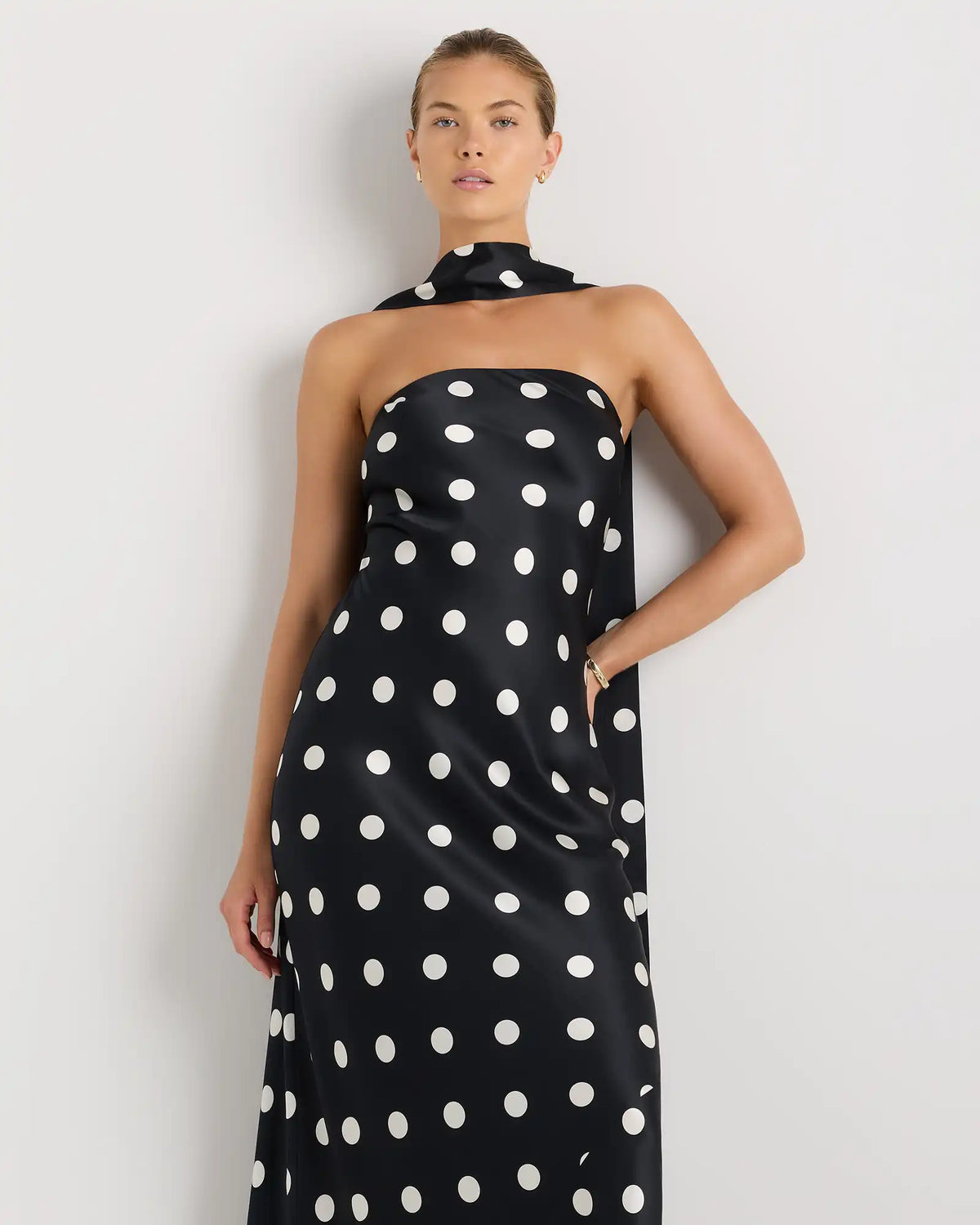 100% Washable Silk Strapless Scarf Maxi Dress