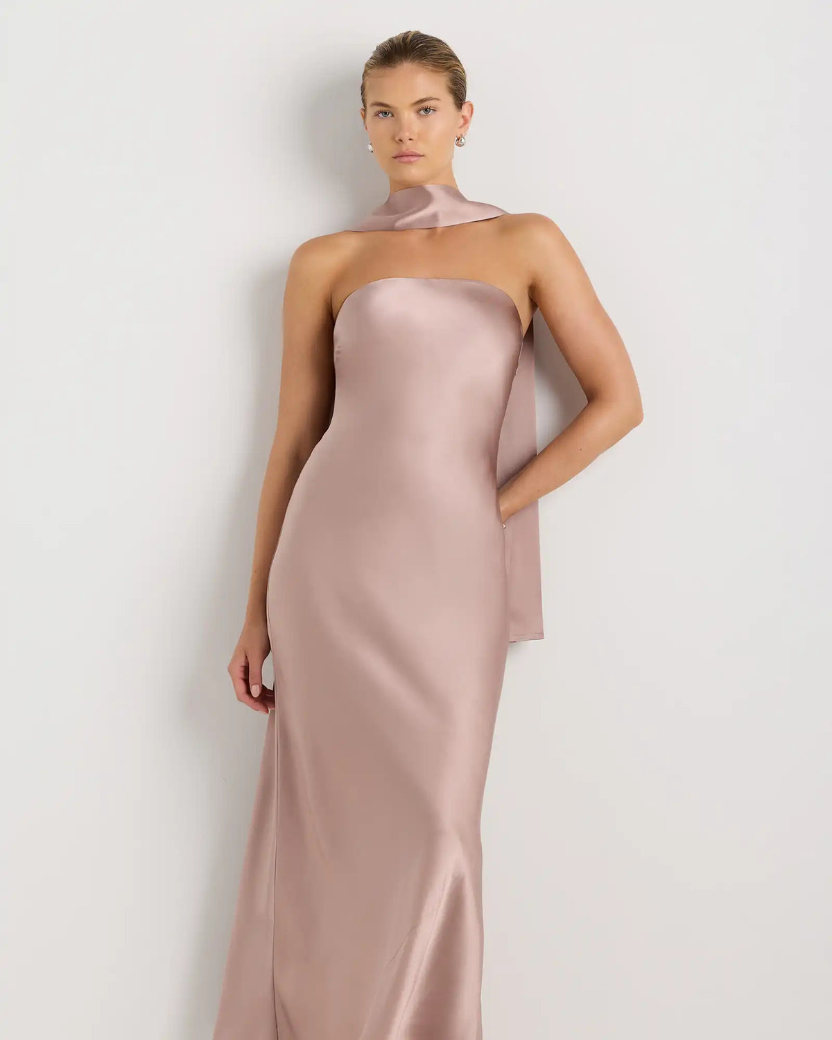 100% Washable Silk Strapless Scarf Maxi Dress