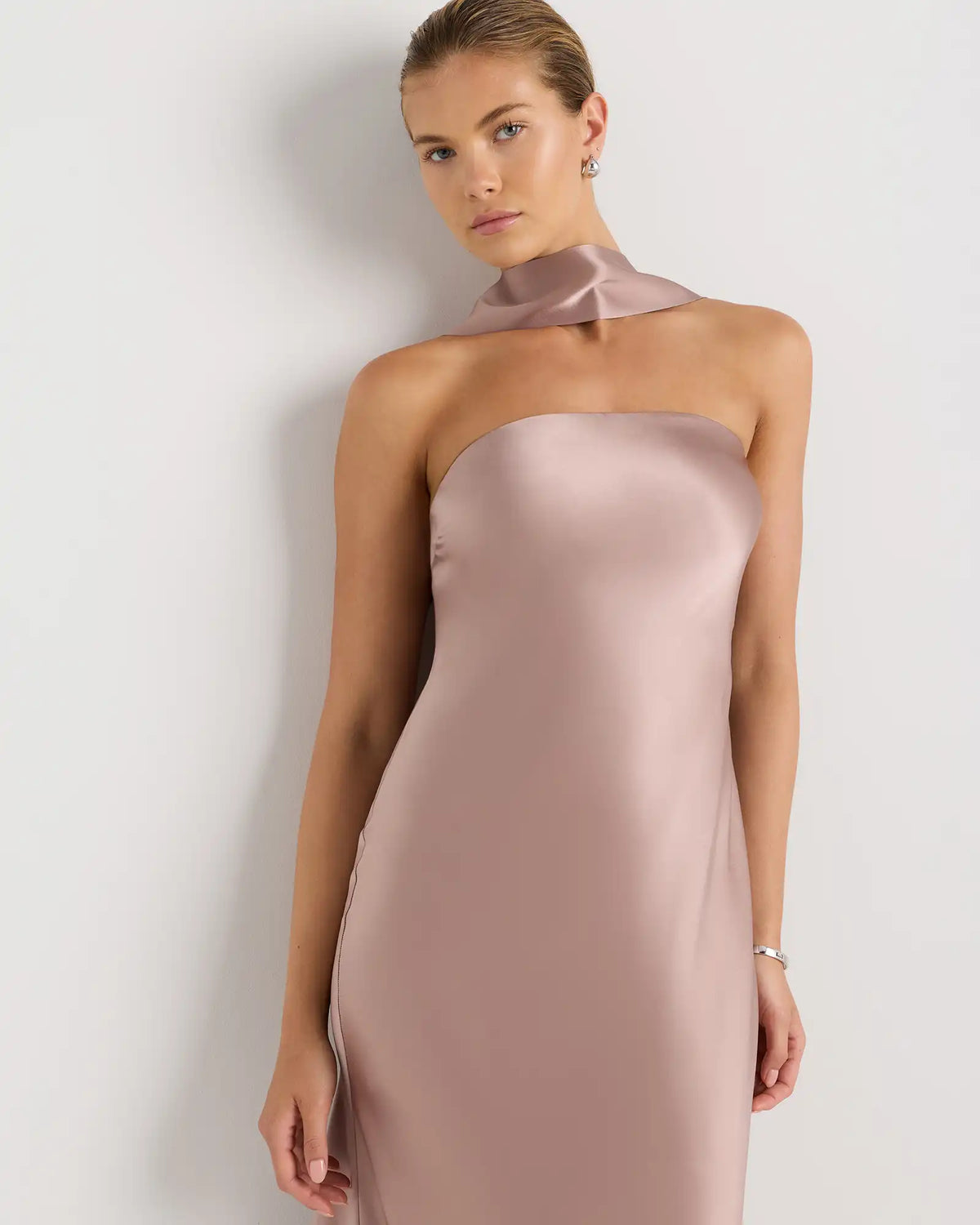 100% Washable Silk Strapless Scarf Maxi Dress