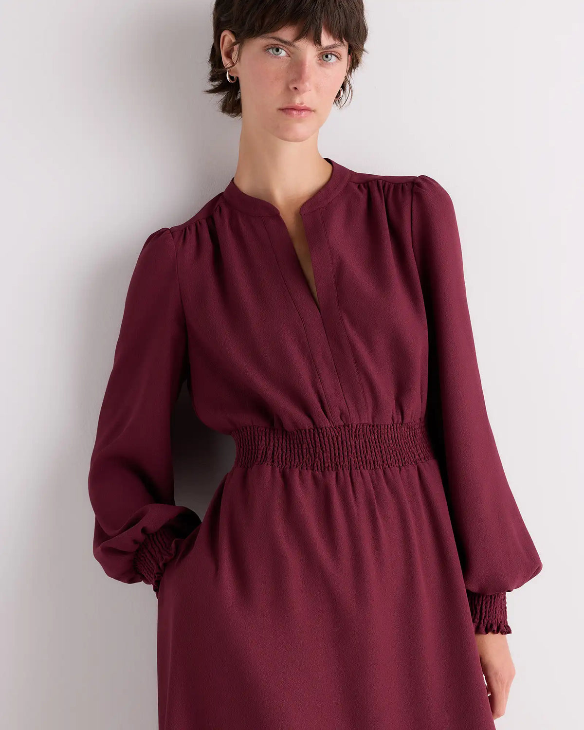 Matte Crepe Long Sleeve Midi Dress