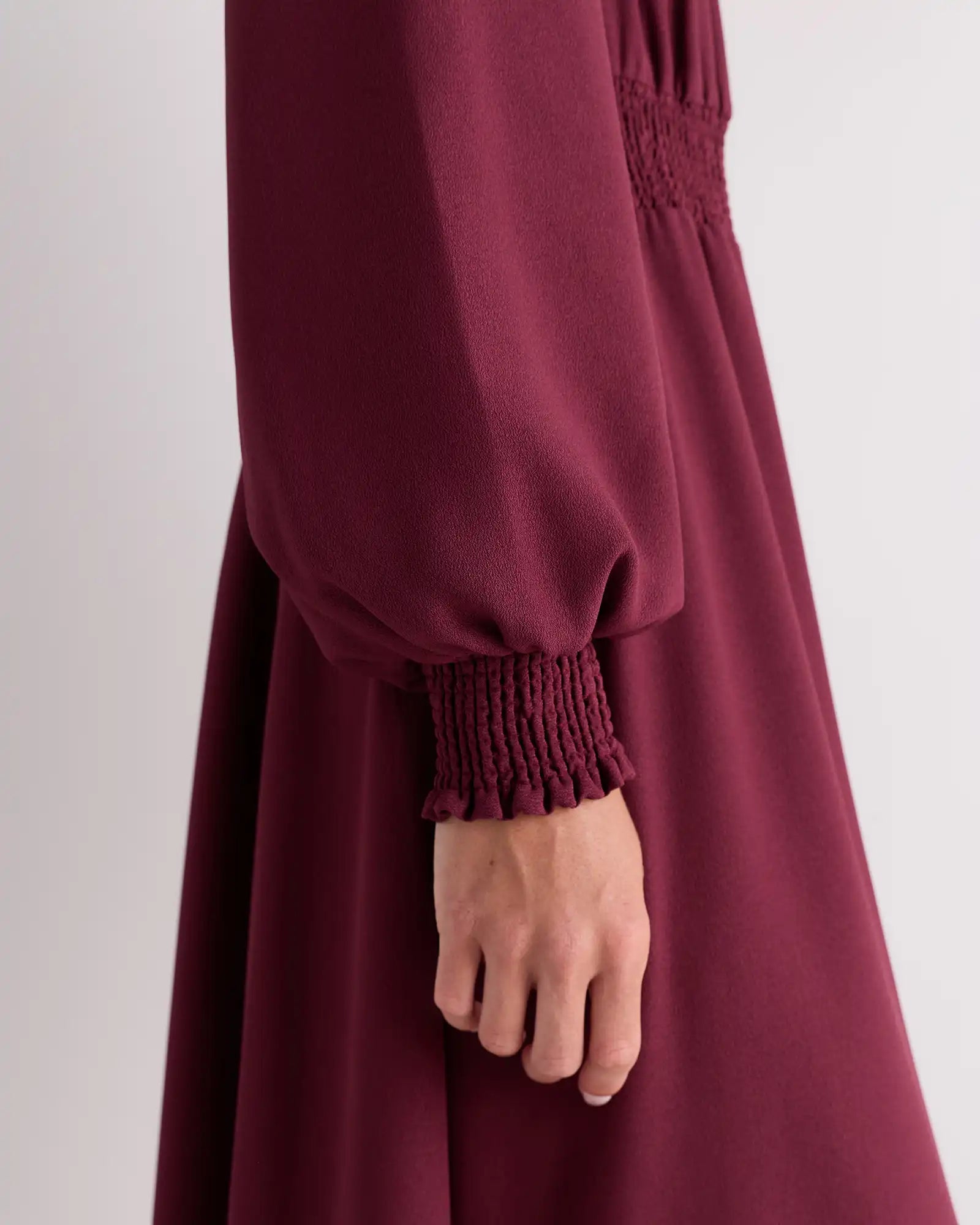 Matte Crepe Long Sleeve Midi Dress