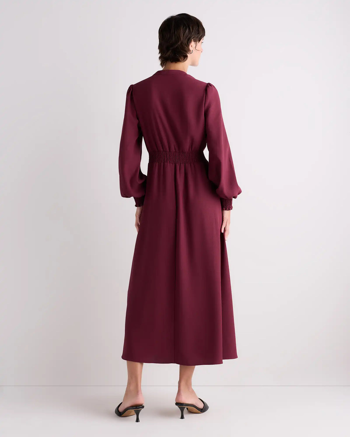 Matte Crepe Long Sleeve Midi Dress