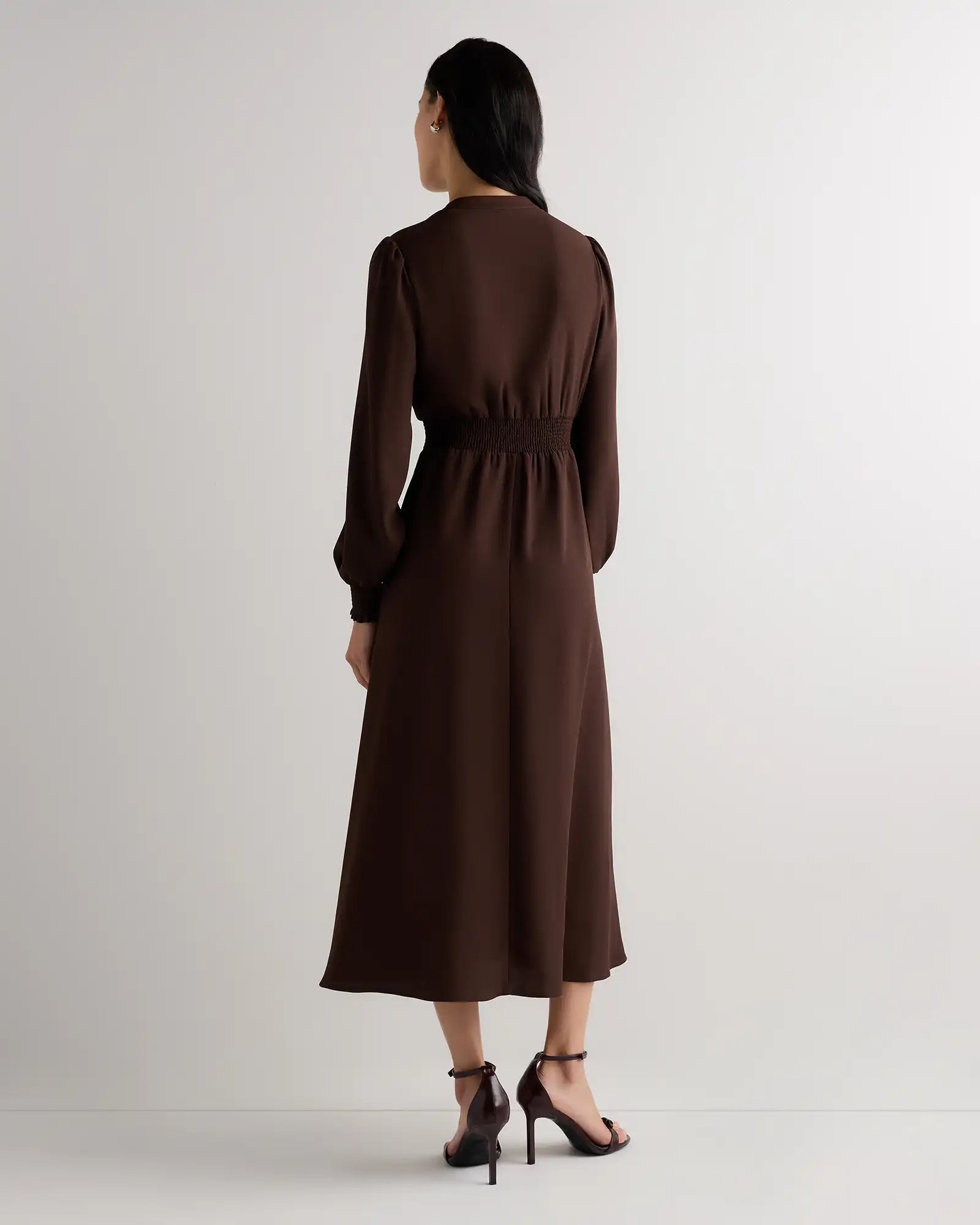 Matte Crepe Long Sleeve Midi Dress