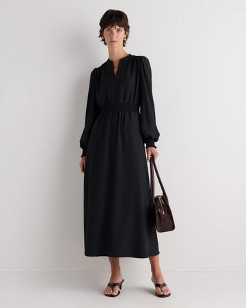 Matte Crepe Long Sleeve Midi Dress