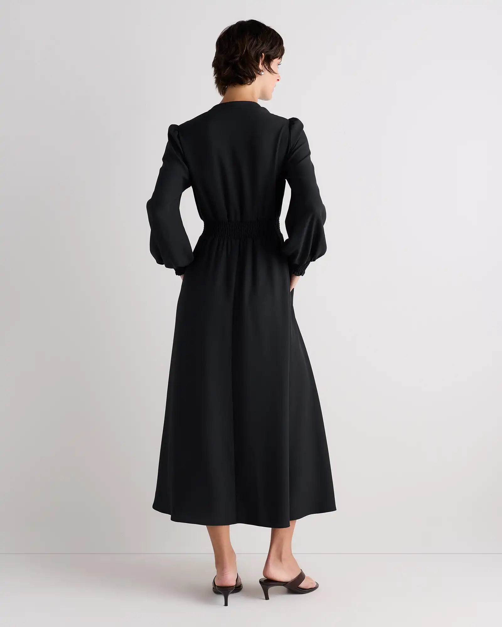 Matte Crepe Long Sleeve Midi Dress