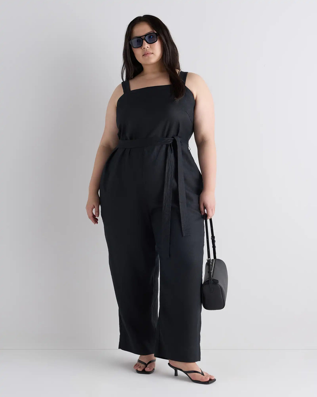 100% European Linen Square Neck Jumpsuit