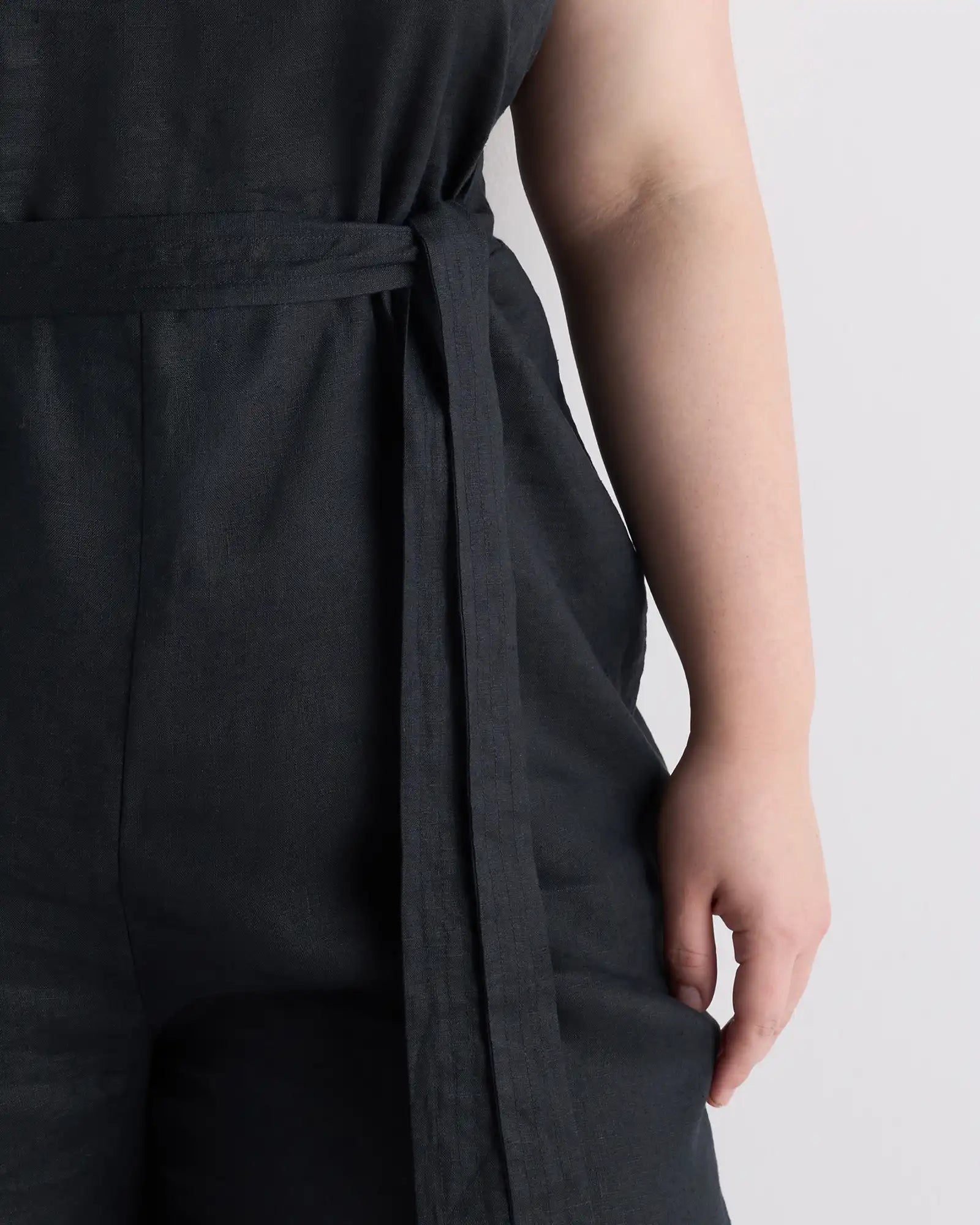 100% European Linen Square Neck Jumpsuit