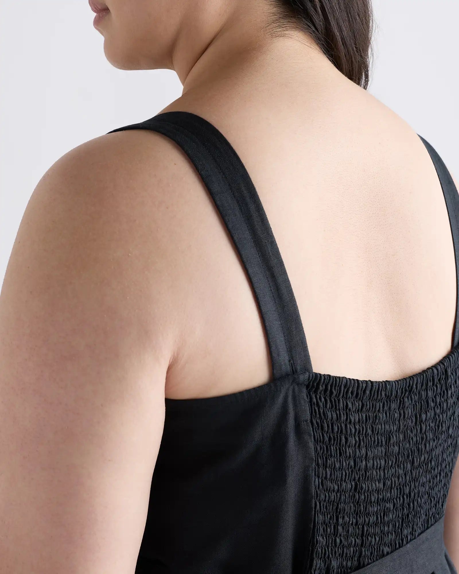 100% European Linen Square Neck Jumpsuit
