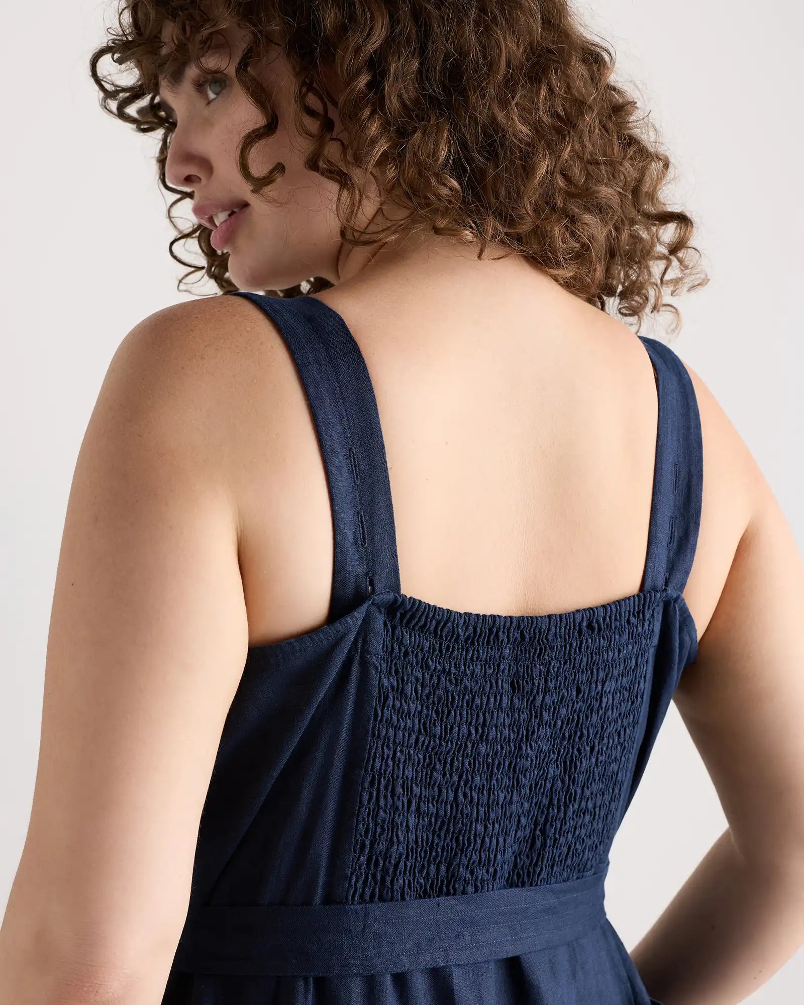 100% European Linen Square Neck Jumpsuit