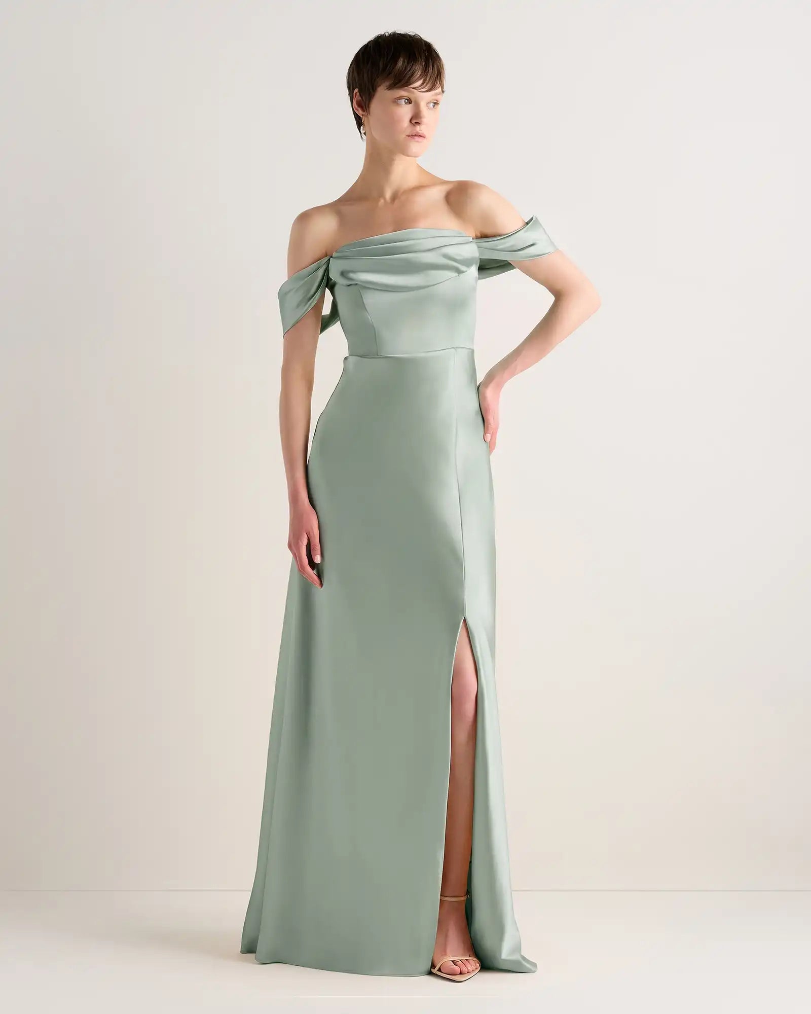 Aurora Stretch Satin Convertible Dress