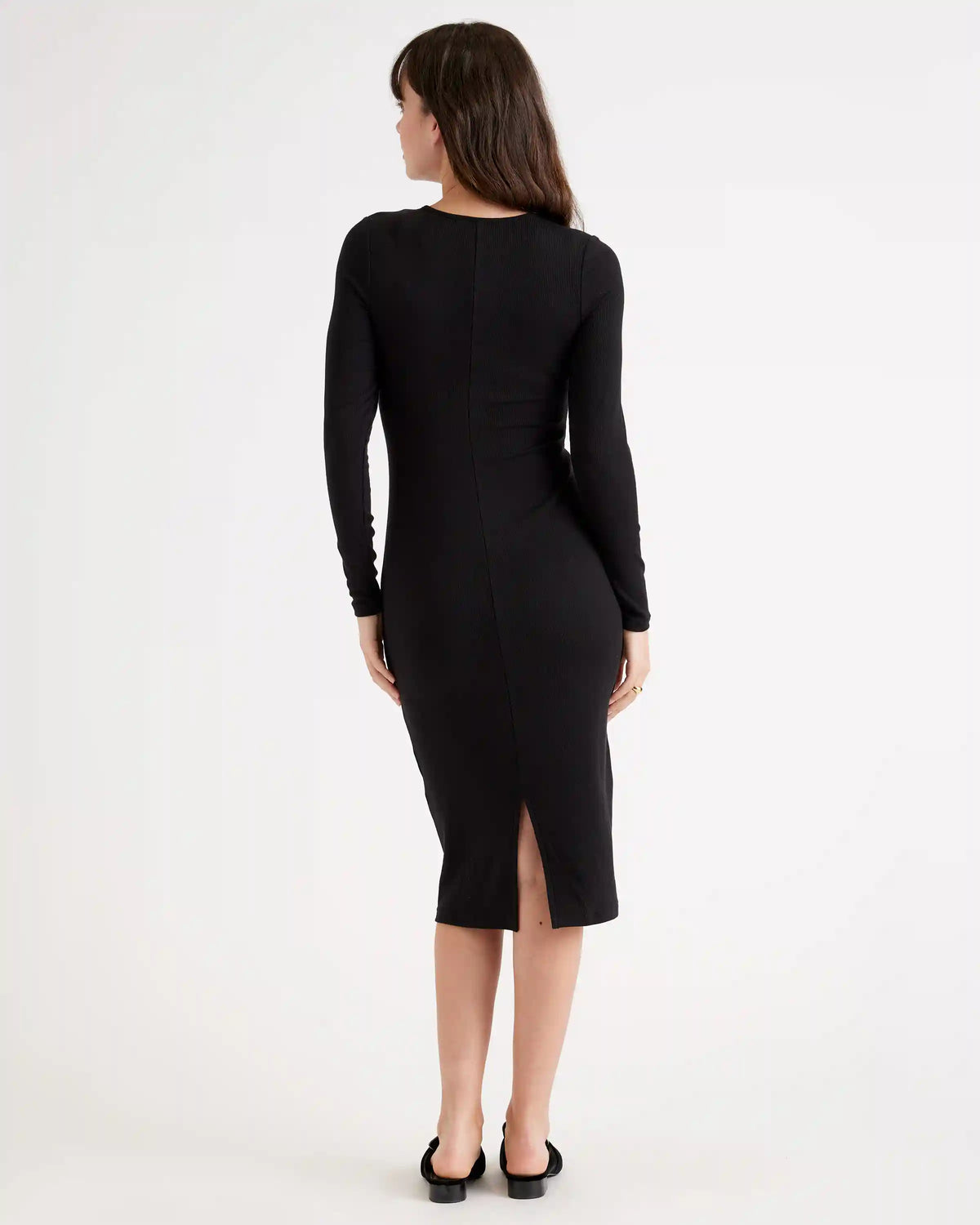 Tencel Rib Knit Long Sleeve Dress