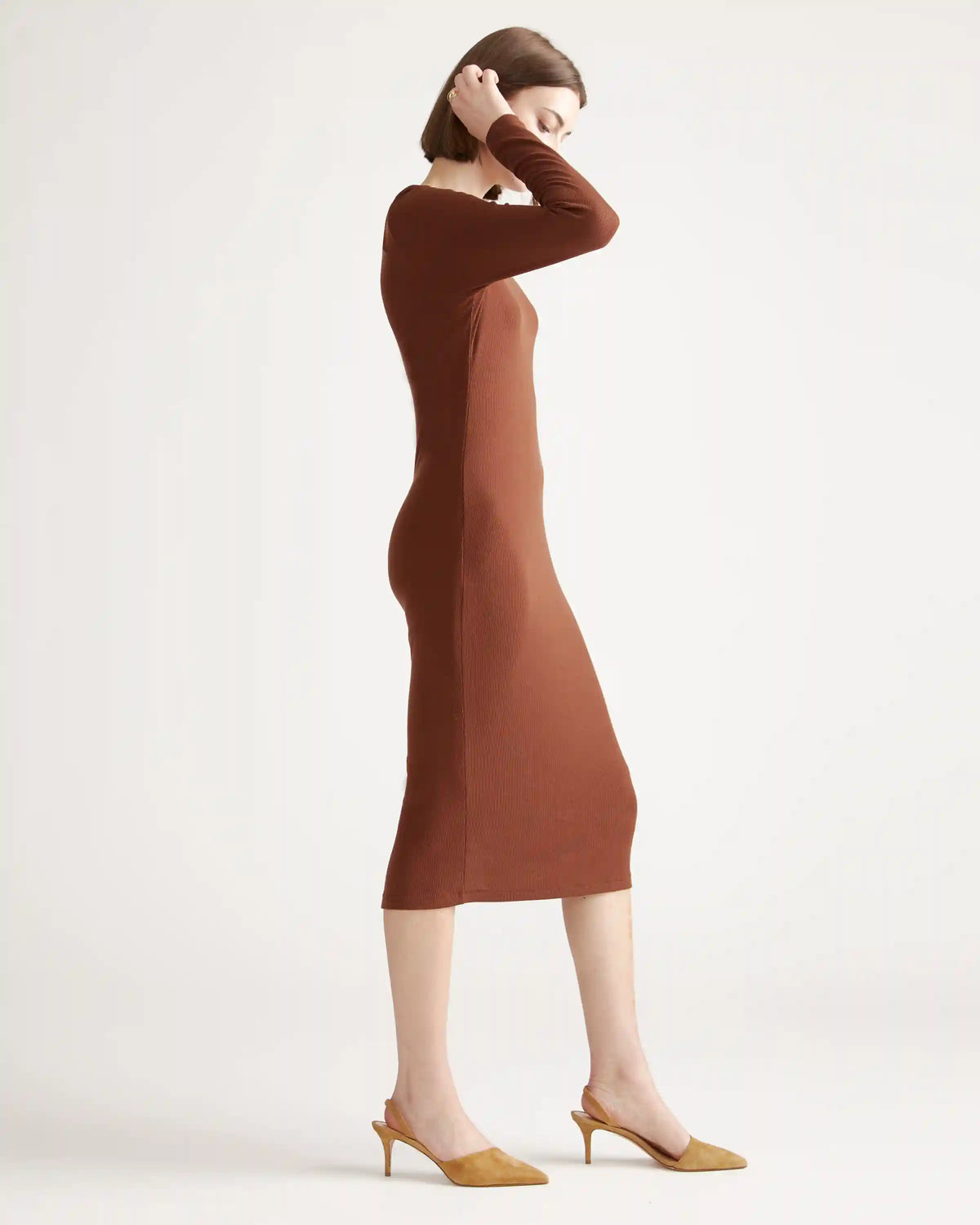 Tencel Rib Knit Long Sleeve Dress