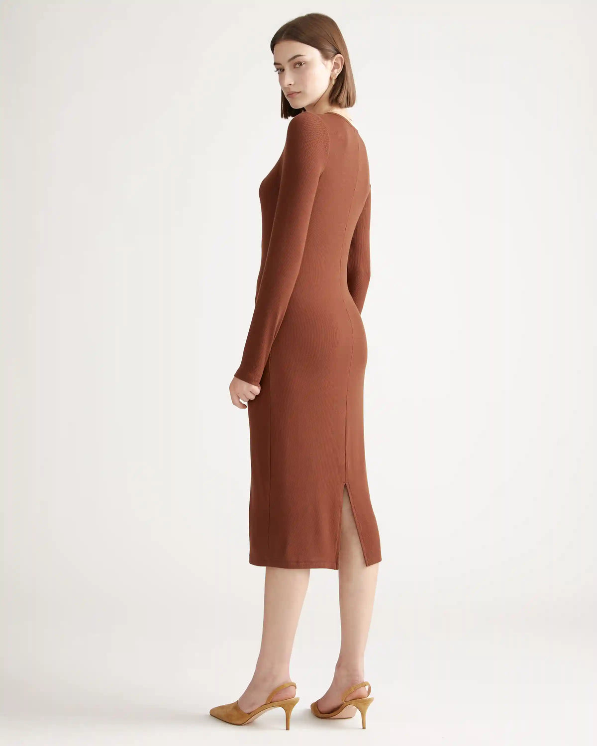 Tencel Rib Knit Long Sleeve Dress