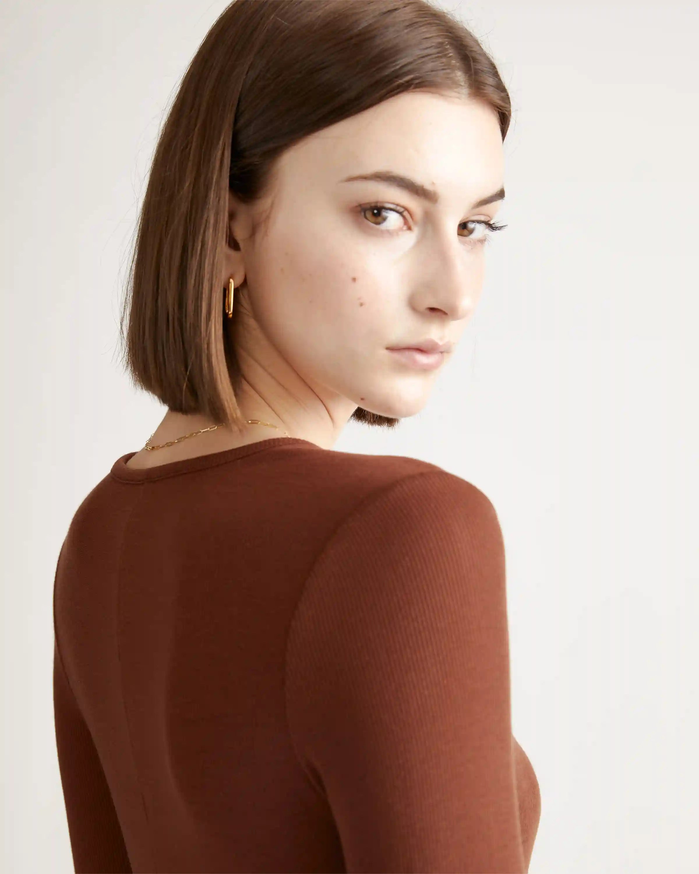 Tencel Rib Knit Long Sleeve Dress