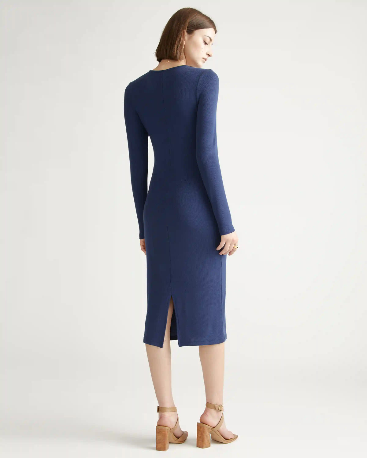Tencel Rib Knit Long Sleeve Dress