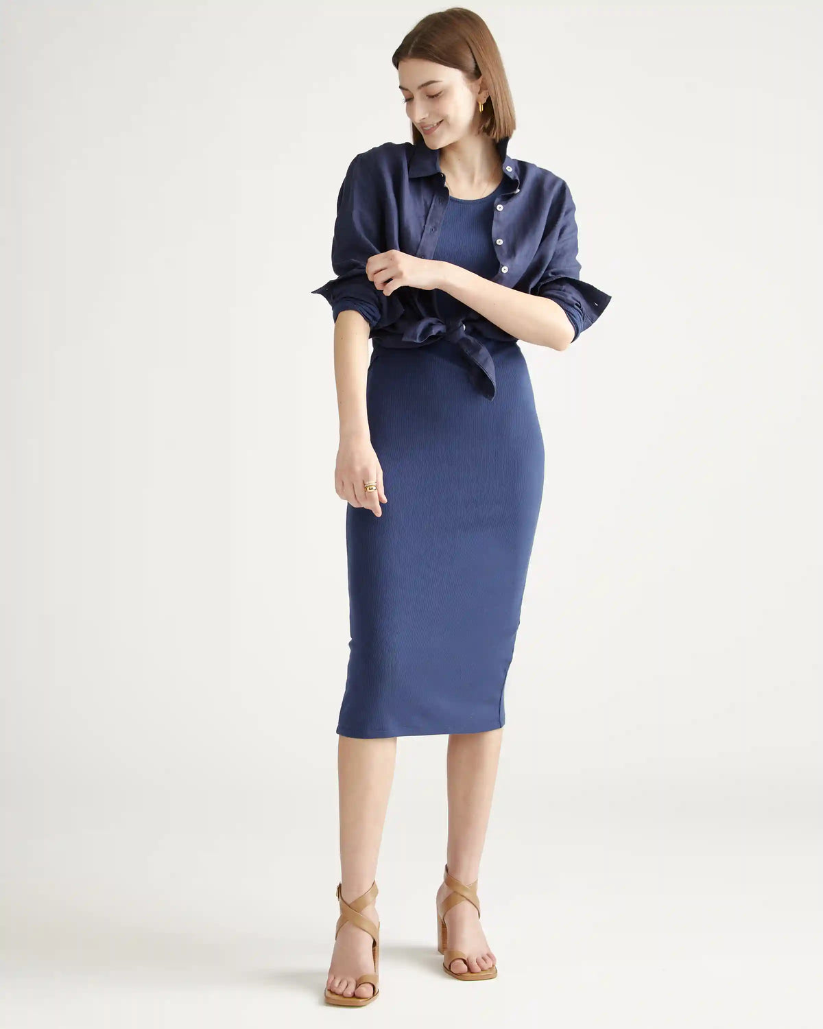 Tencel Rib Knit Long Sleeve Dress